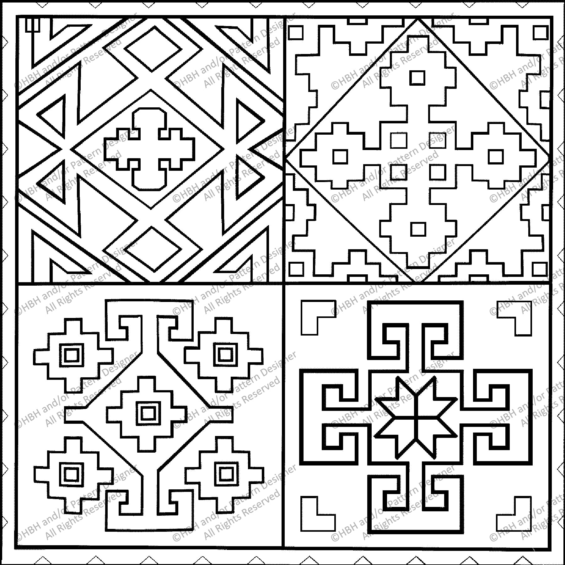 Qashqai Pillow, rug hooking pattern