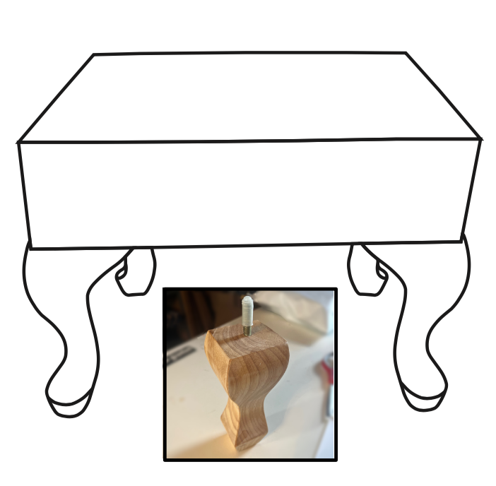 Queen Anne Footstool with Square Queen Anne Feet