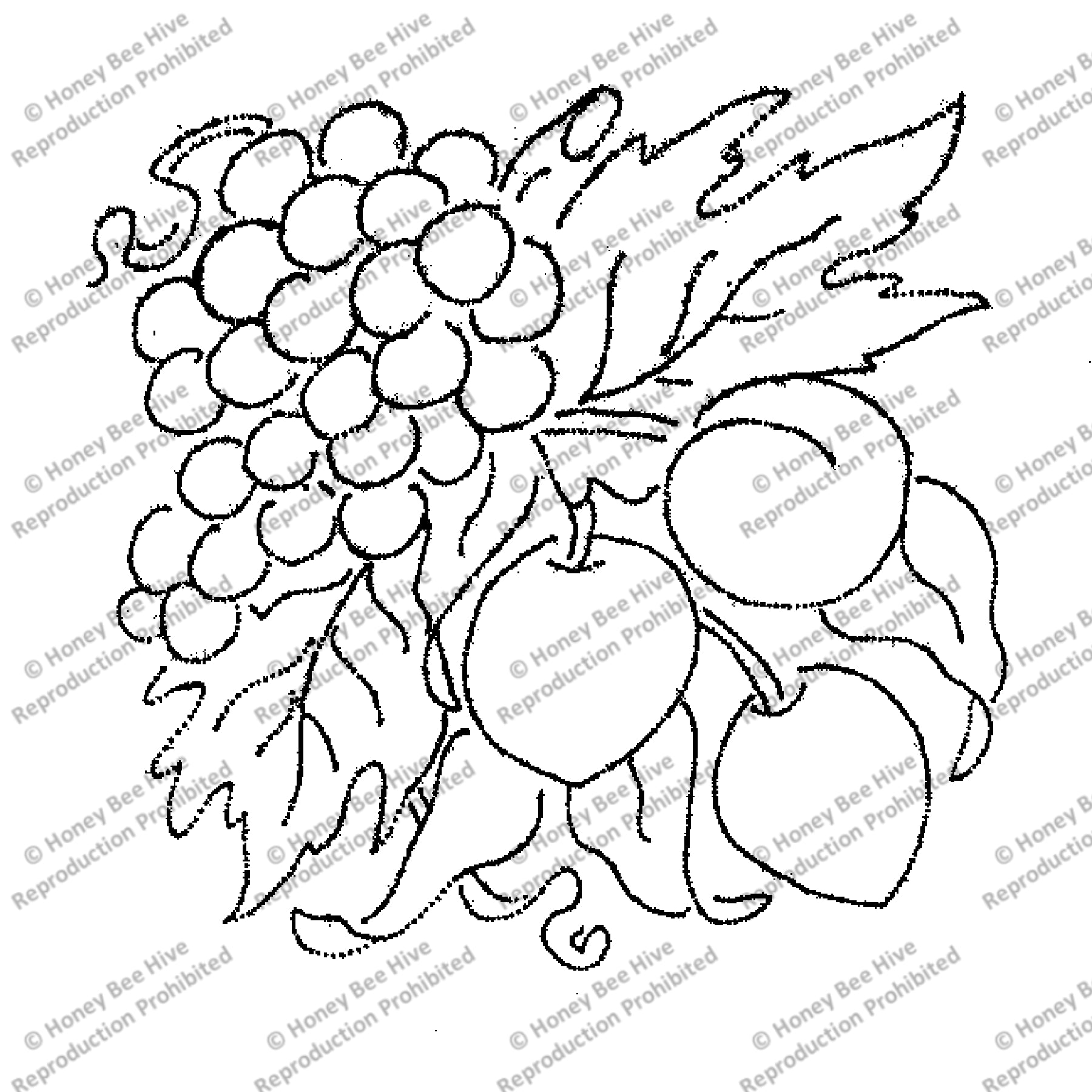 Grapes, Plums, Nectar, rug hooking pattern