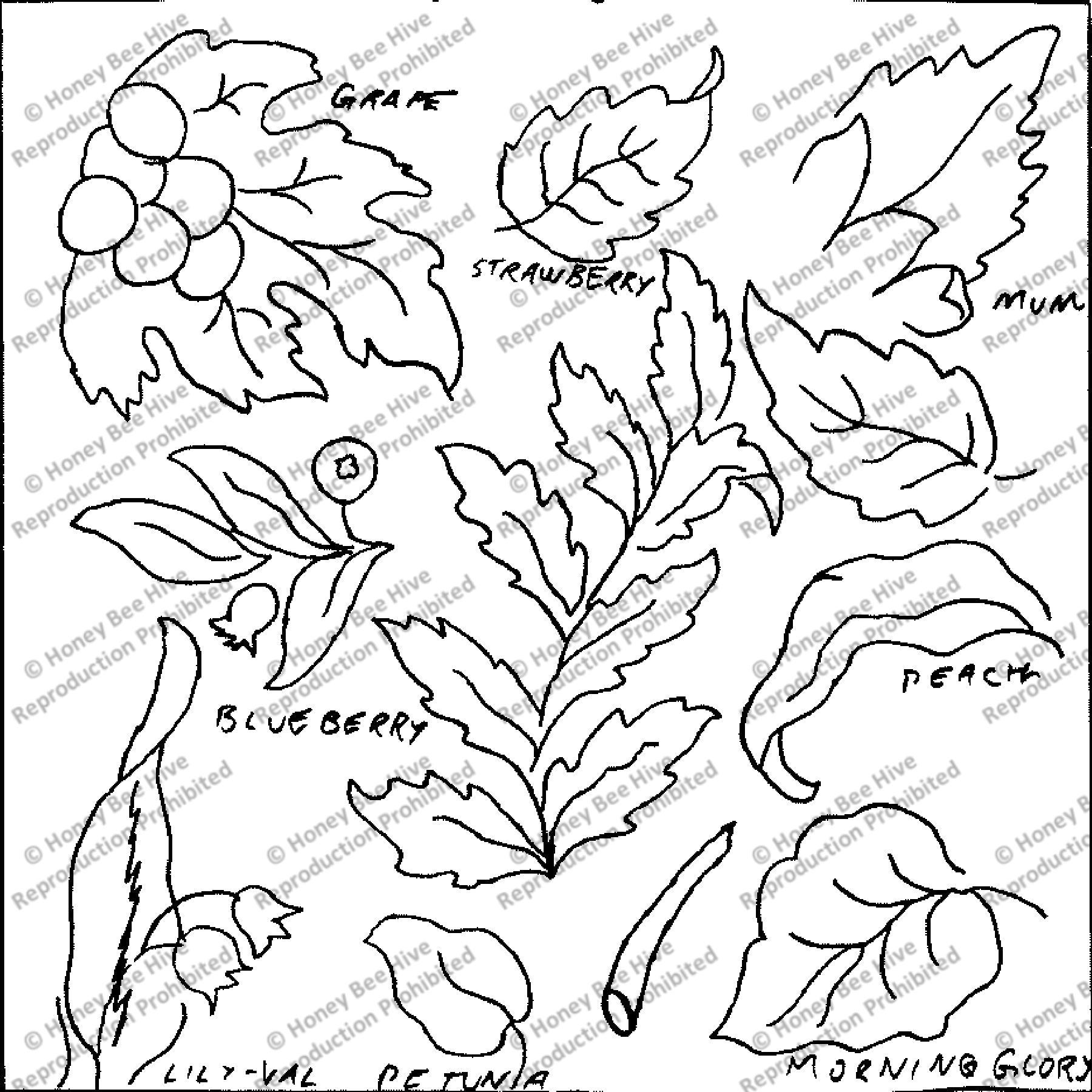 Leaves, rug hooking pattern