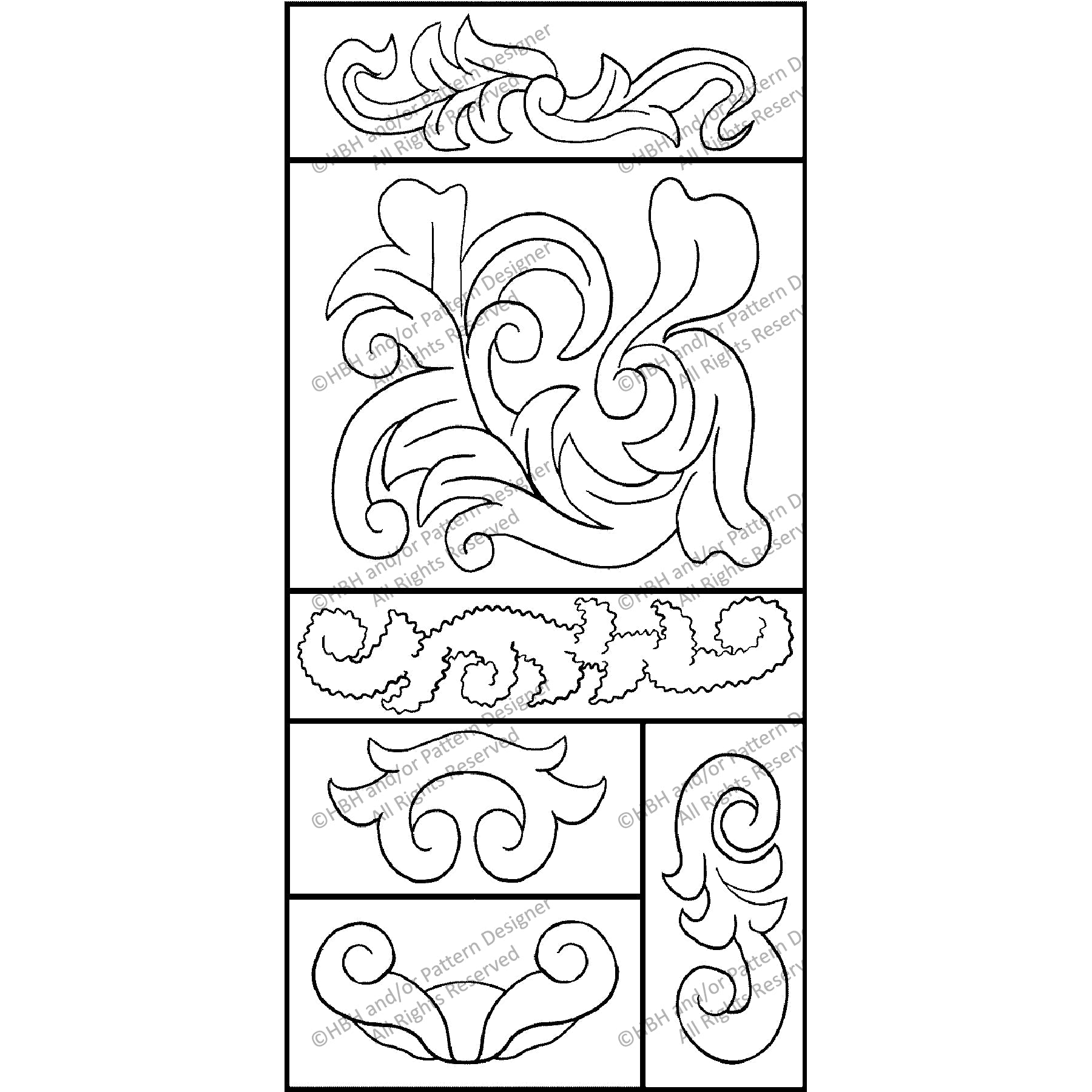 Scroll Sampler, rug hooking pattern