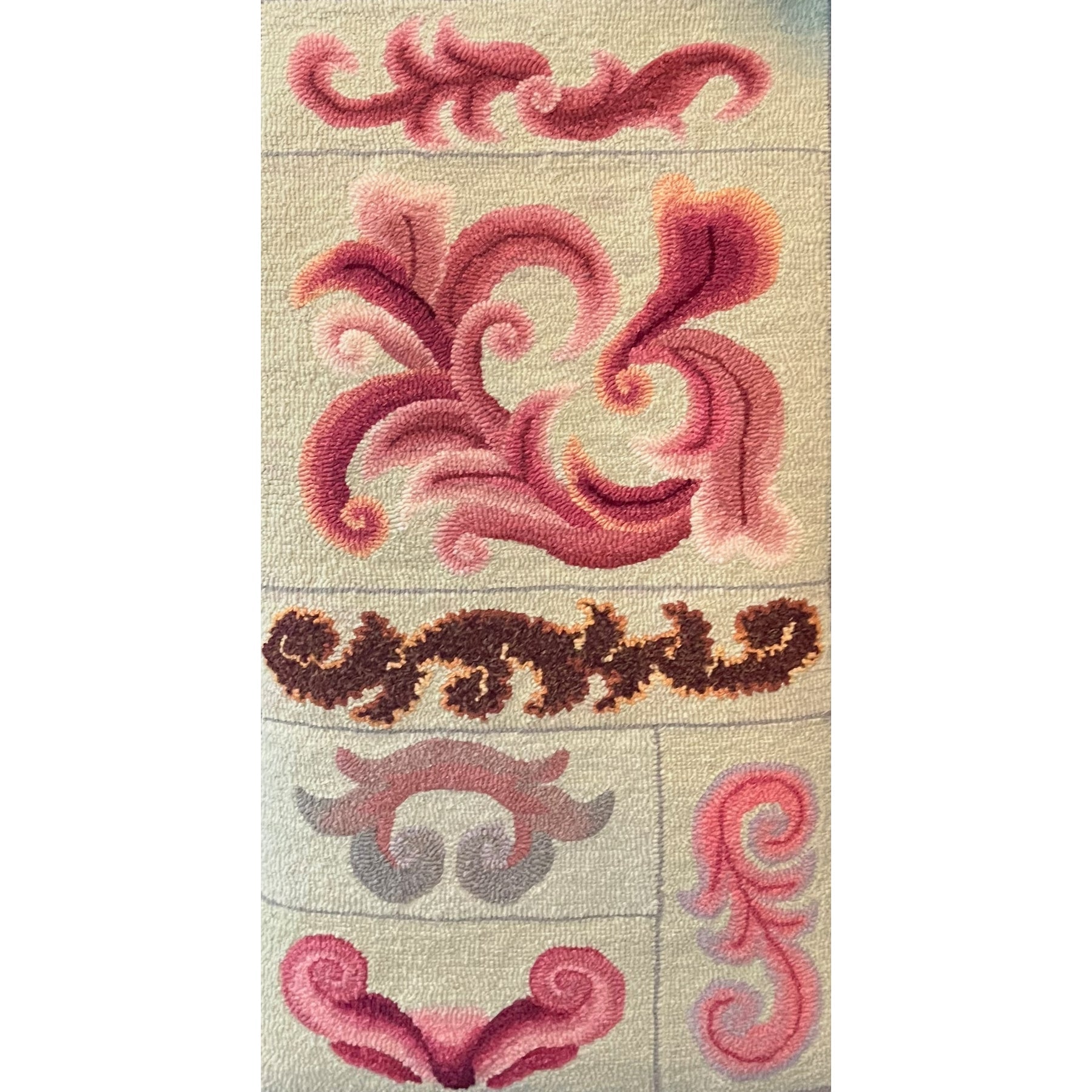 Scroll Sampler, rug hooked by Keiko Sano