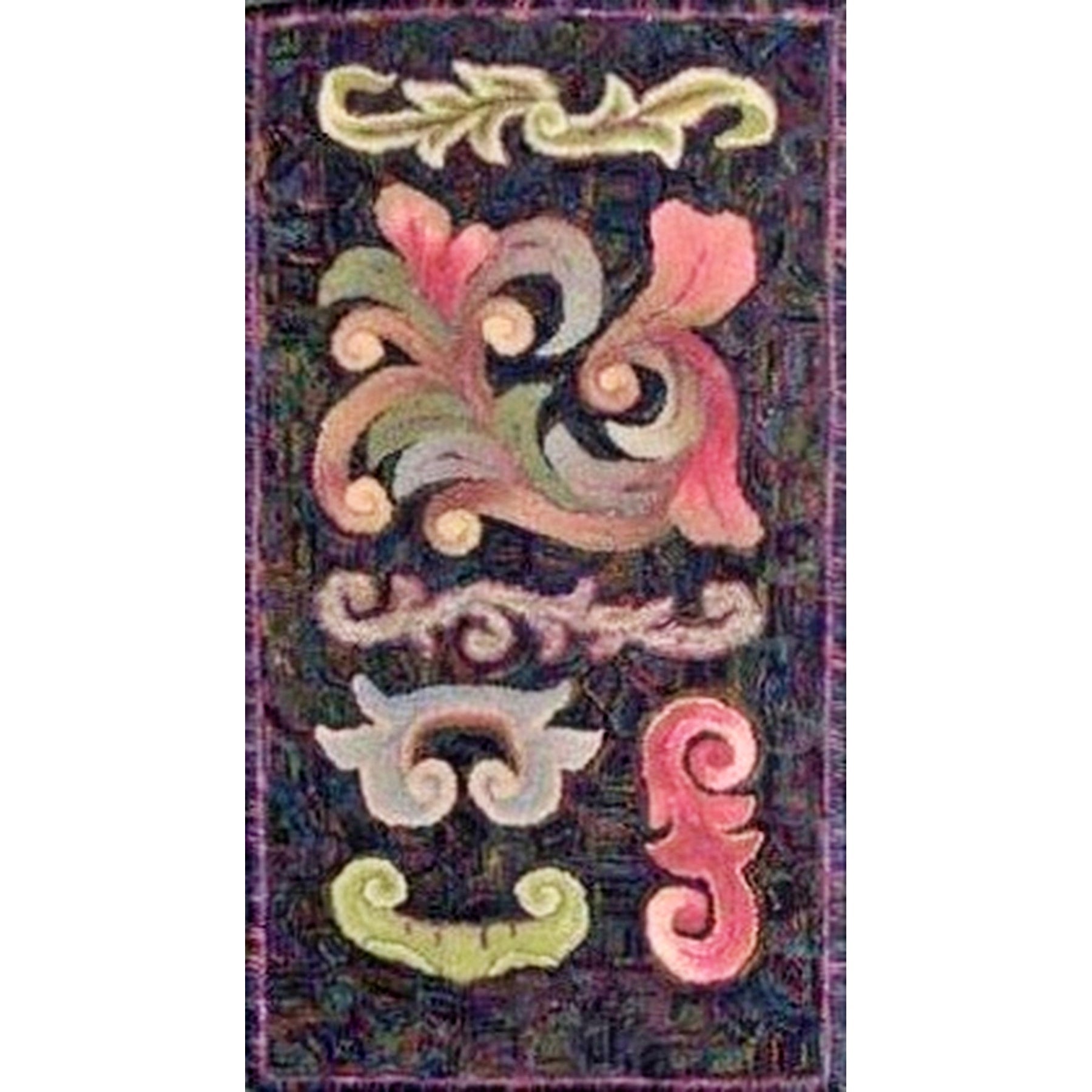 Scroll Sampler, rug hooked by Loretta Scena