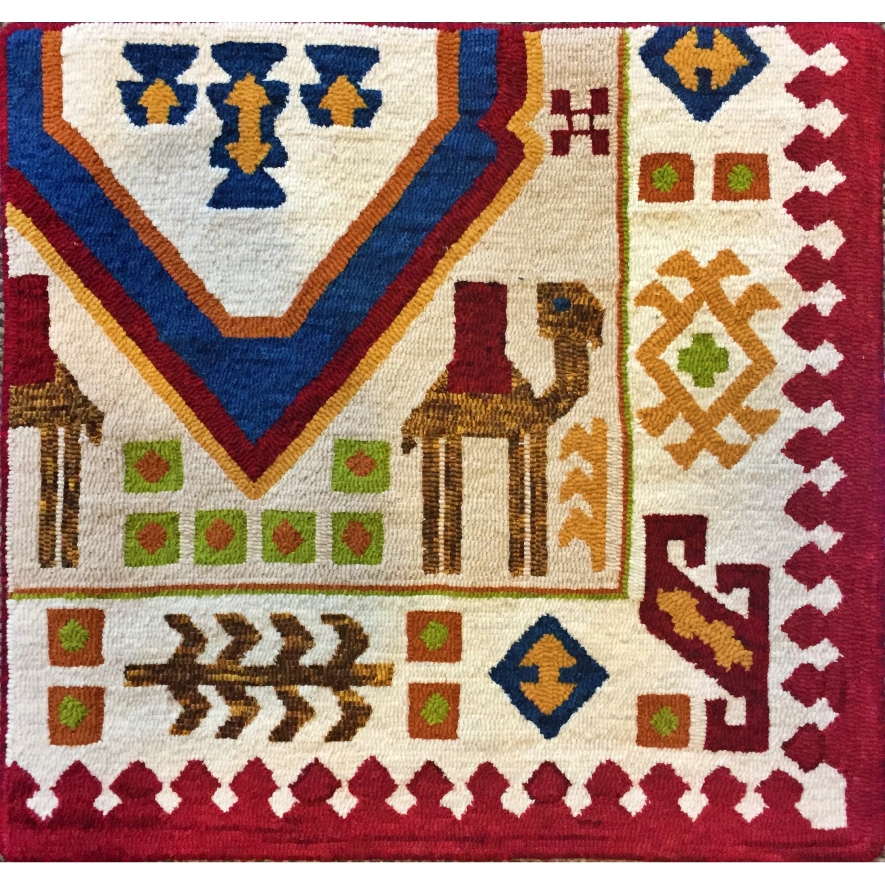 Chahar Mahal, rug hooked by Kathy Kovaric