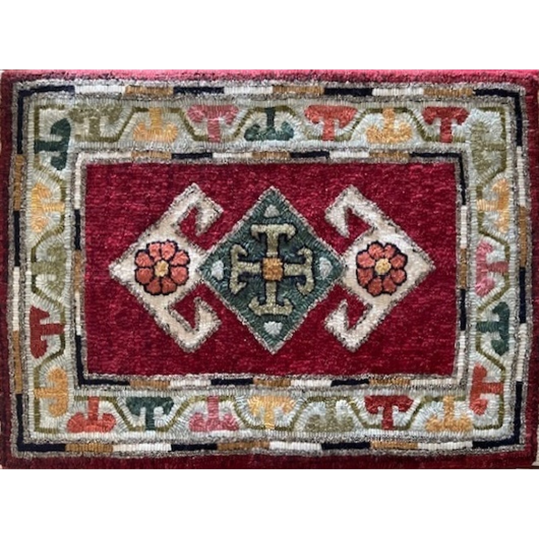 Turkoman, rug hooked by Marianne Relka