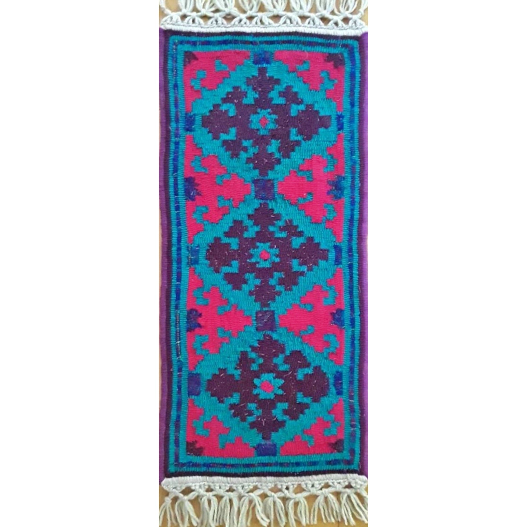 Kurdistan Runner, rug hooked by Biffie Gallant