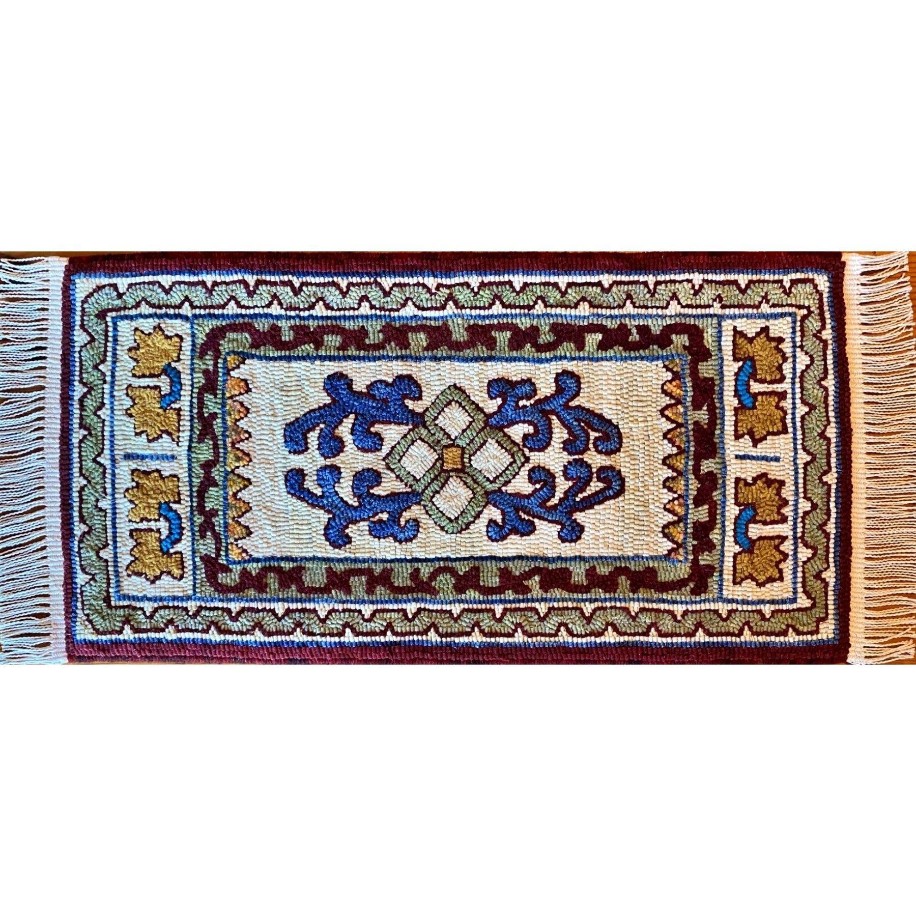 Maltese Magic, rug hooked by Sandy Myers