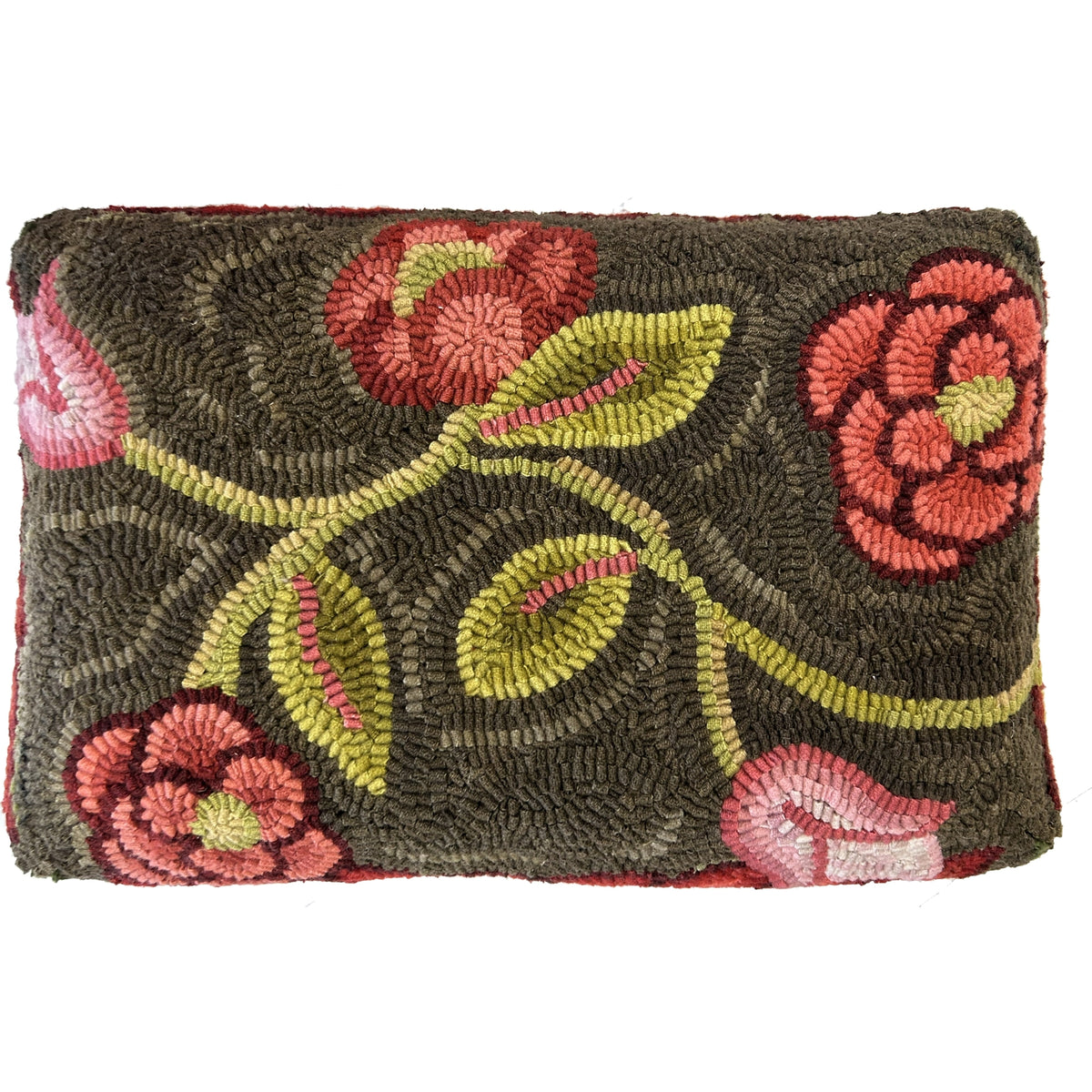 Vines, Wide Cut - Queen Anne Footstool Pattern, rug hooked by Heidi Grevstad V2