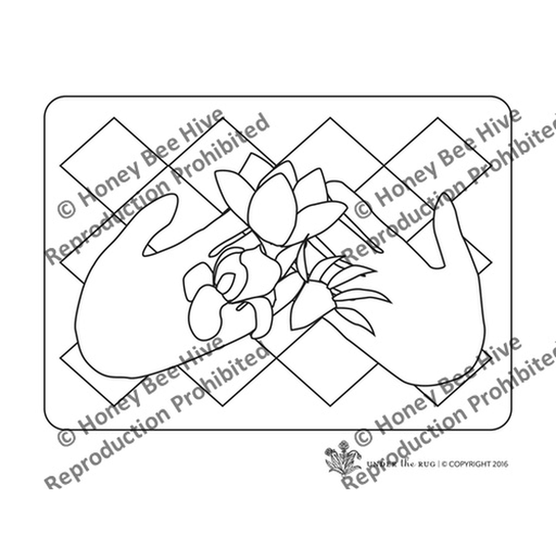 Friendship - Country Footstool Pattern, rug hooking pattern