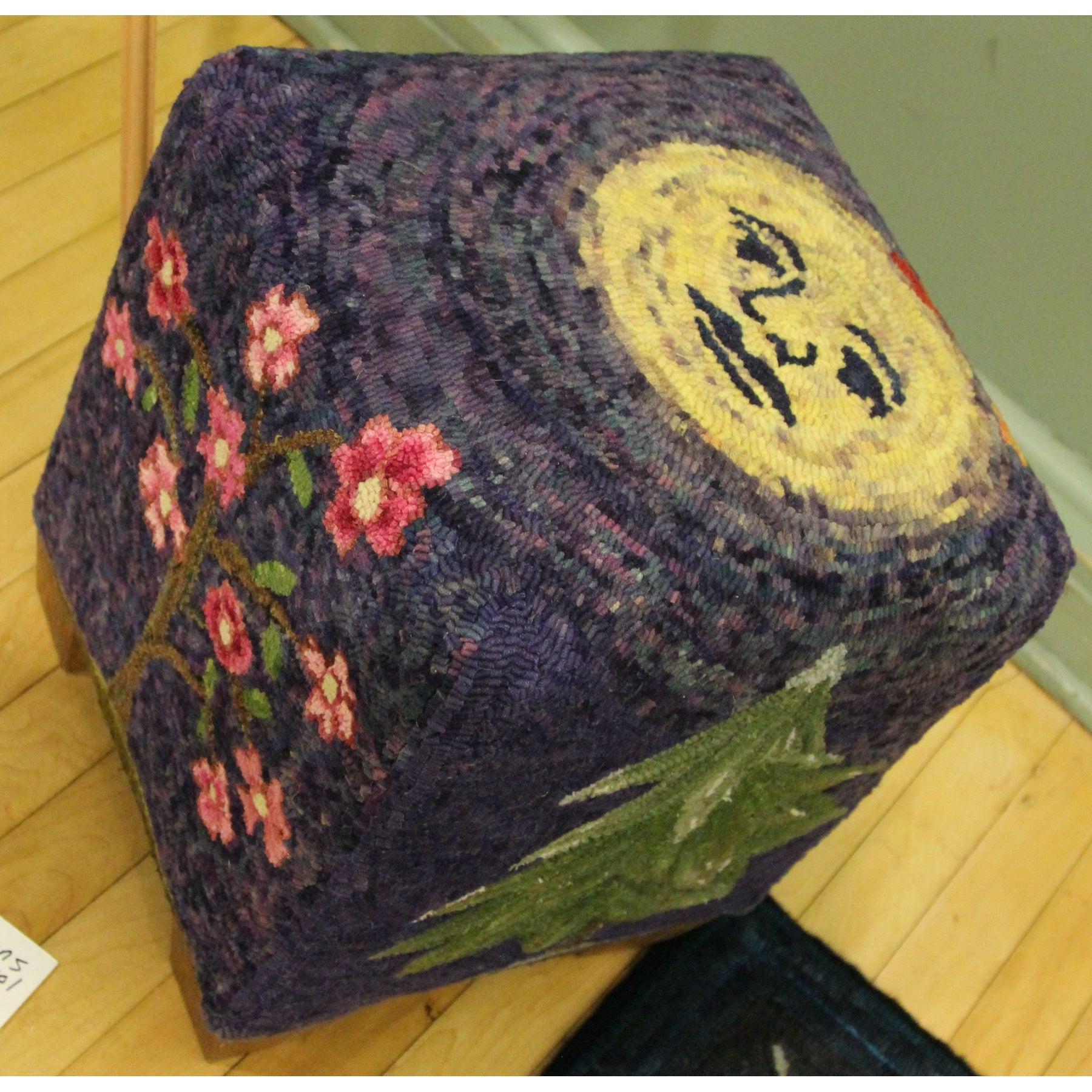 Seasons - Cube Footstool Pattern, rug hooked by Cindy Irwin