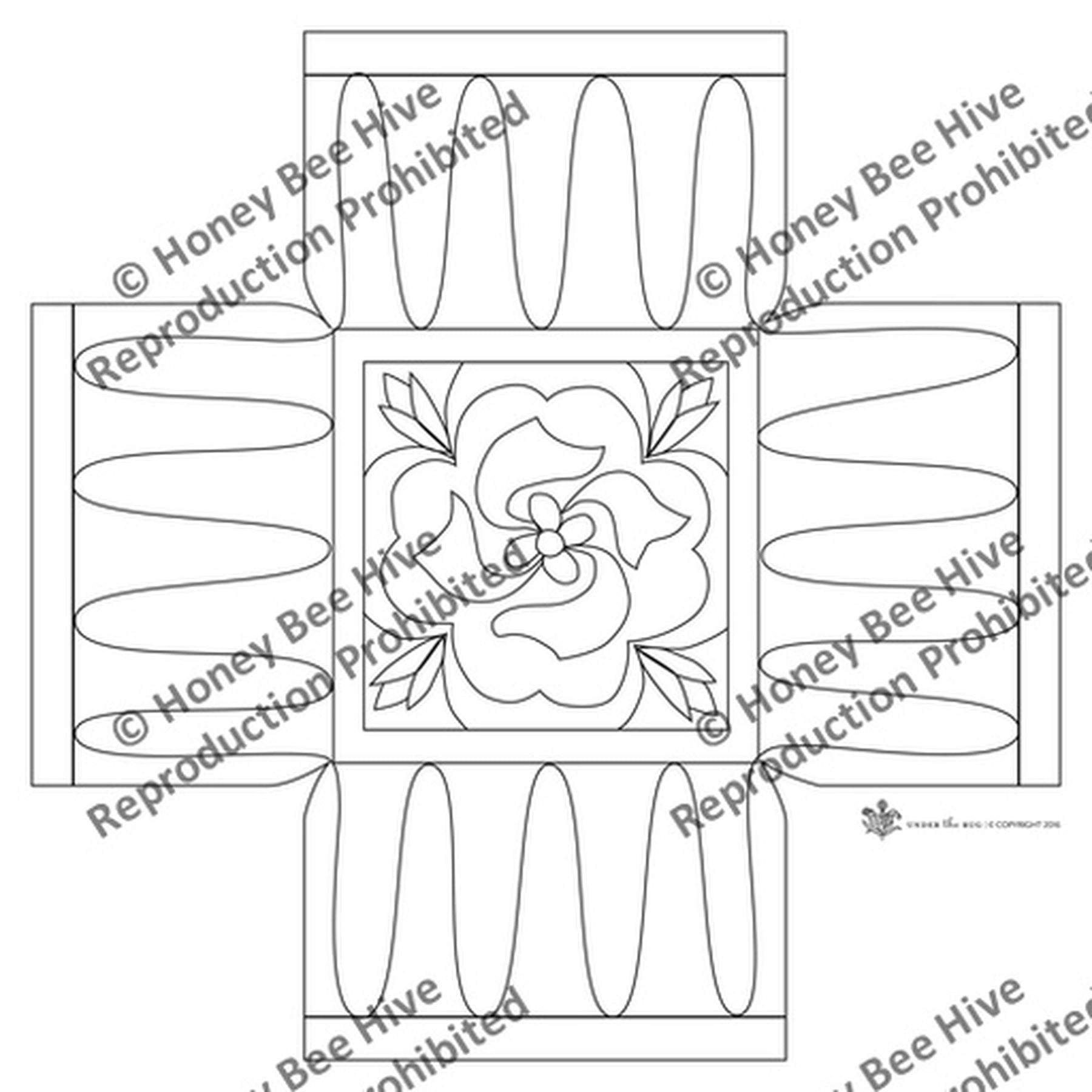 Antique Floral - Square Footstool Pattern, rug hooking pattern