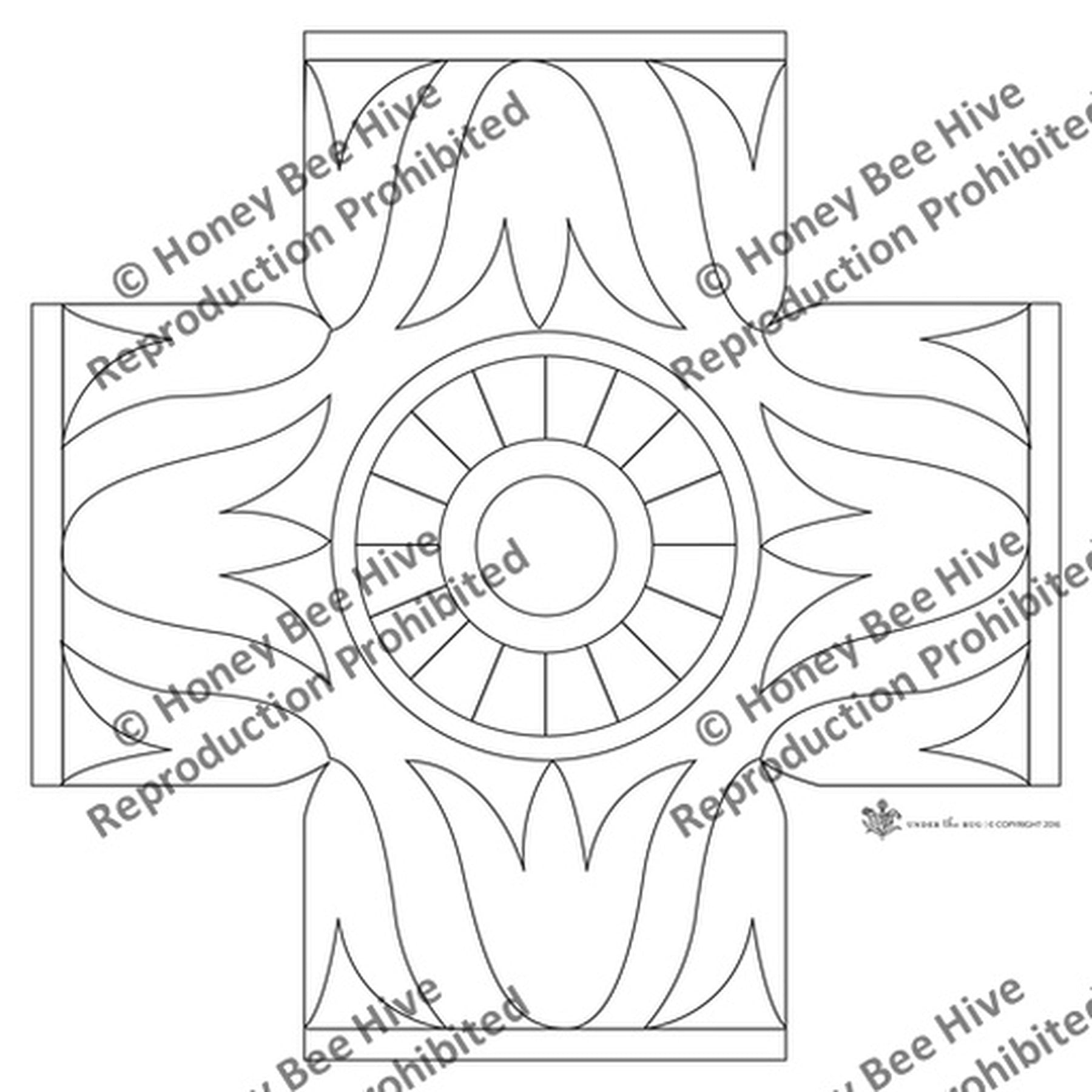 Tulip - Square Footstool Pattern, rug hooking pattern