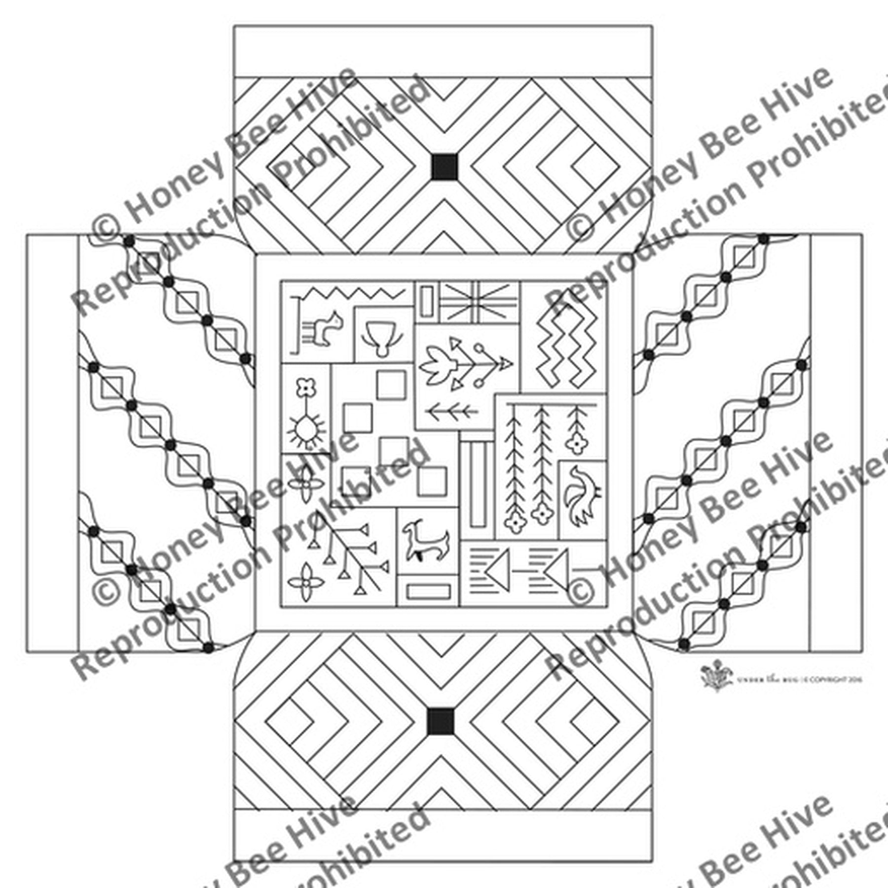 Libby Miller - Square Footstool Pattern, rug hooking pattern