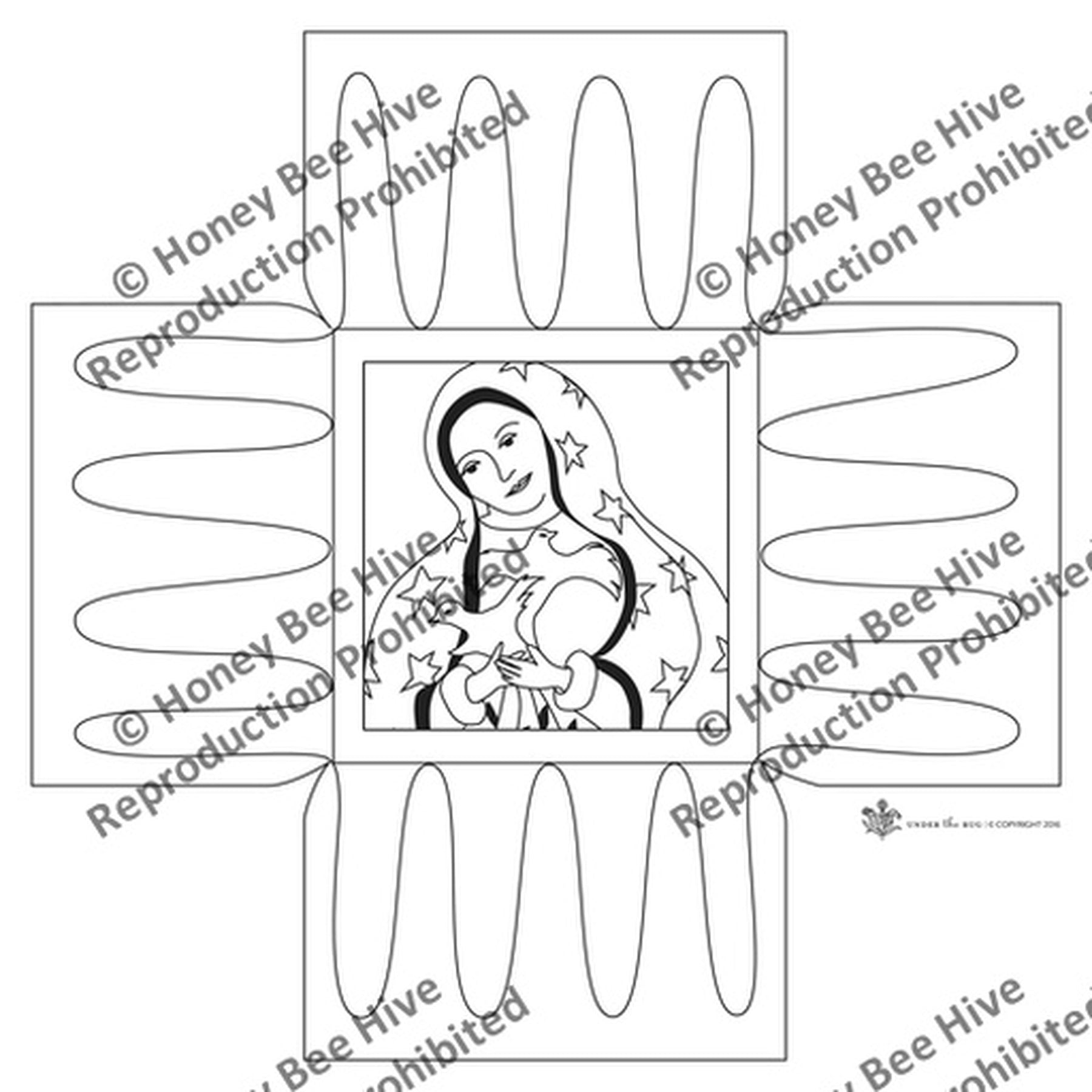 Madonna - Square Footstool Pattern, rug hooking pattern