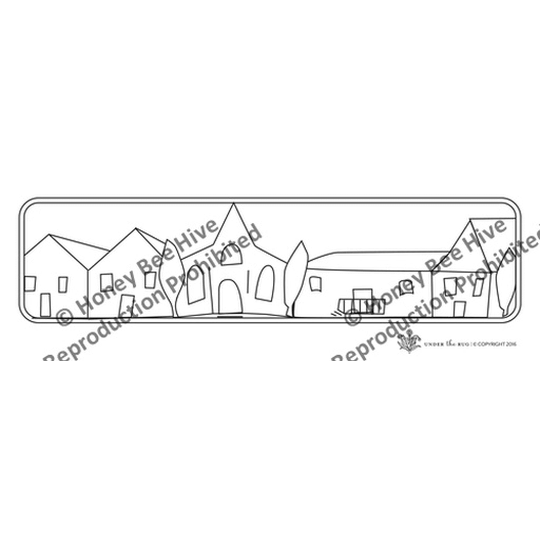 Town - Stair Riser, rug hooking pattern