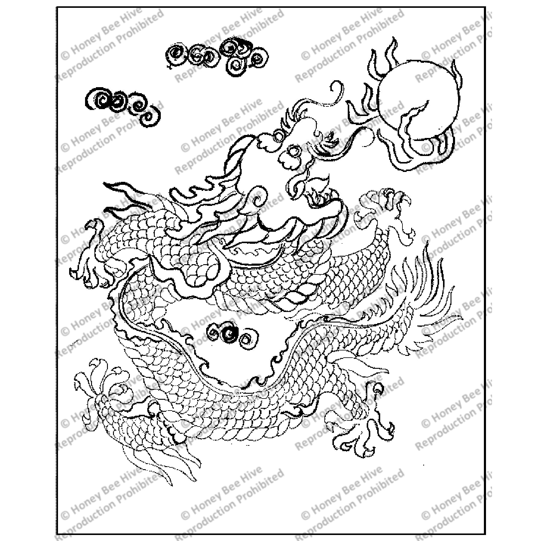 Manchu Dragon, rug hooking pattern