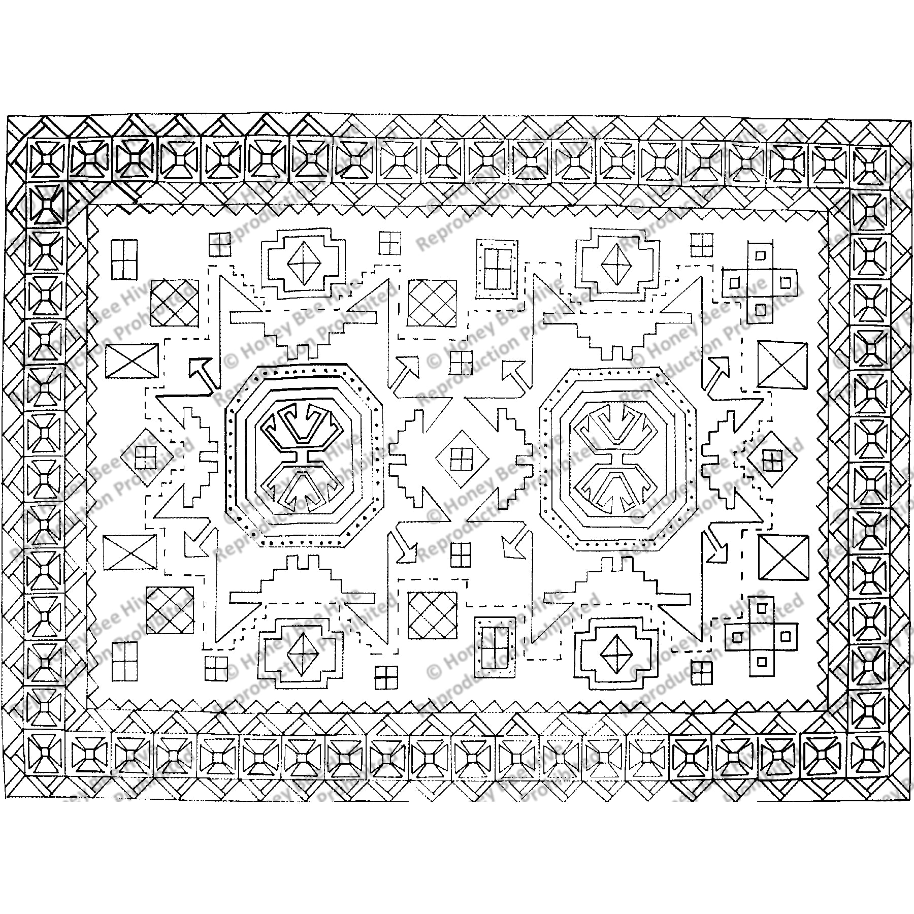 Lesghi Star, rug hooking pattern