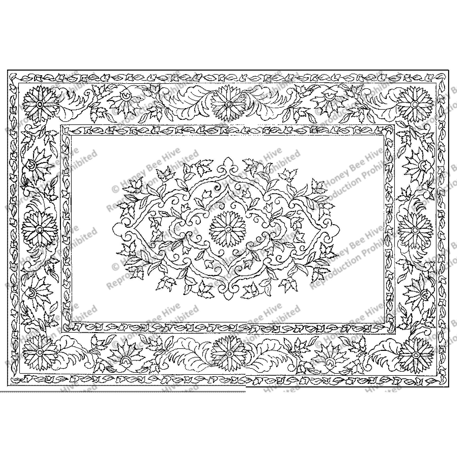 Kerman Medallion, rug hooking pattern