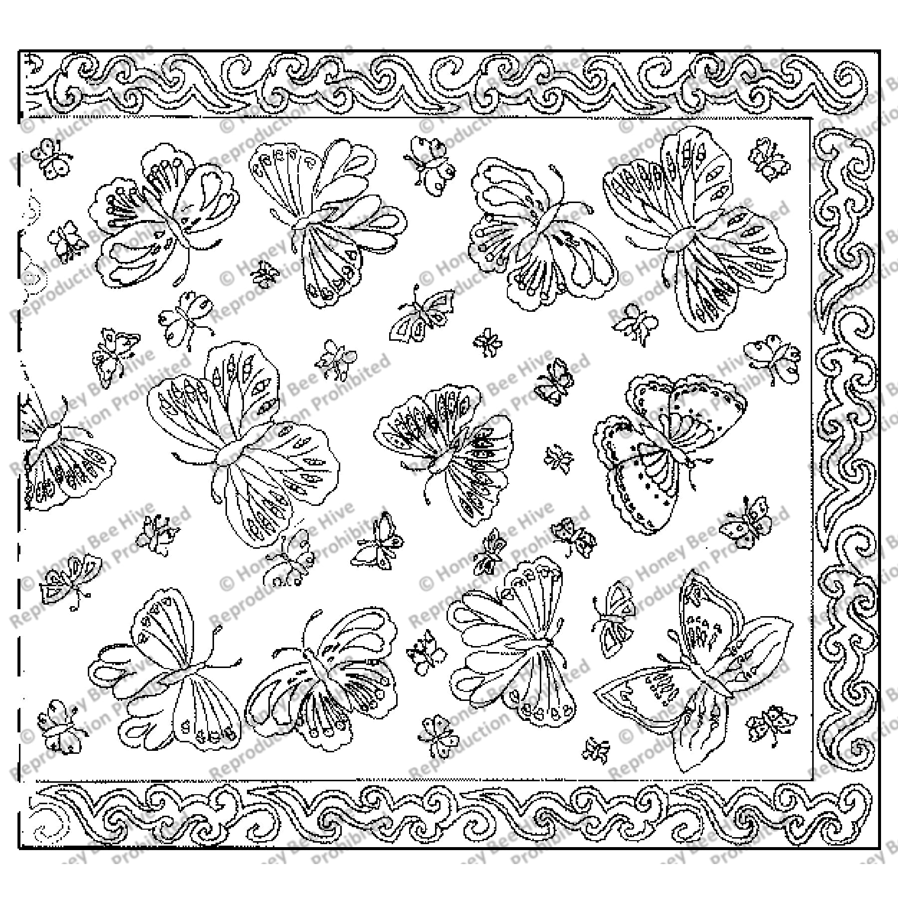 Chinese Butterflies, rug hooking pattern