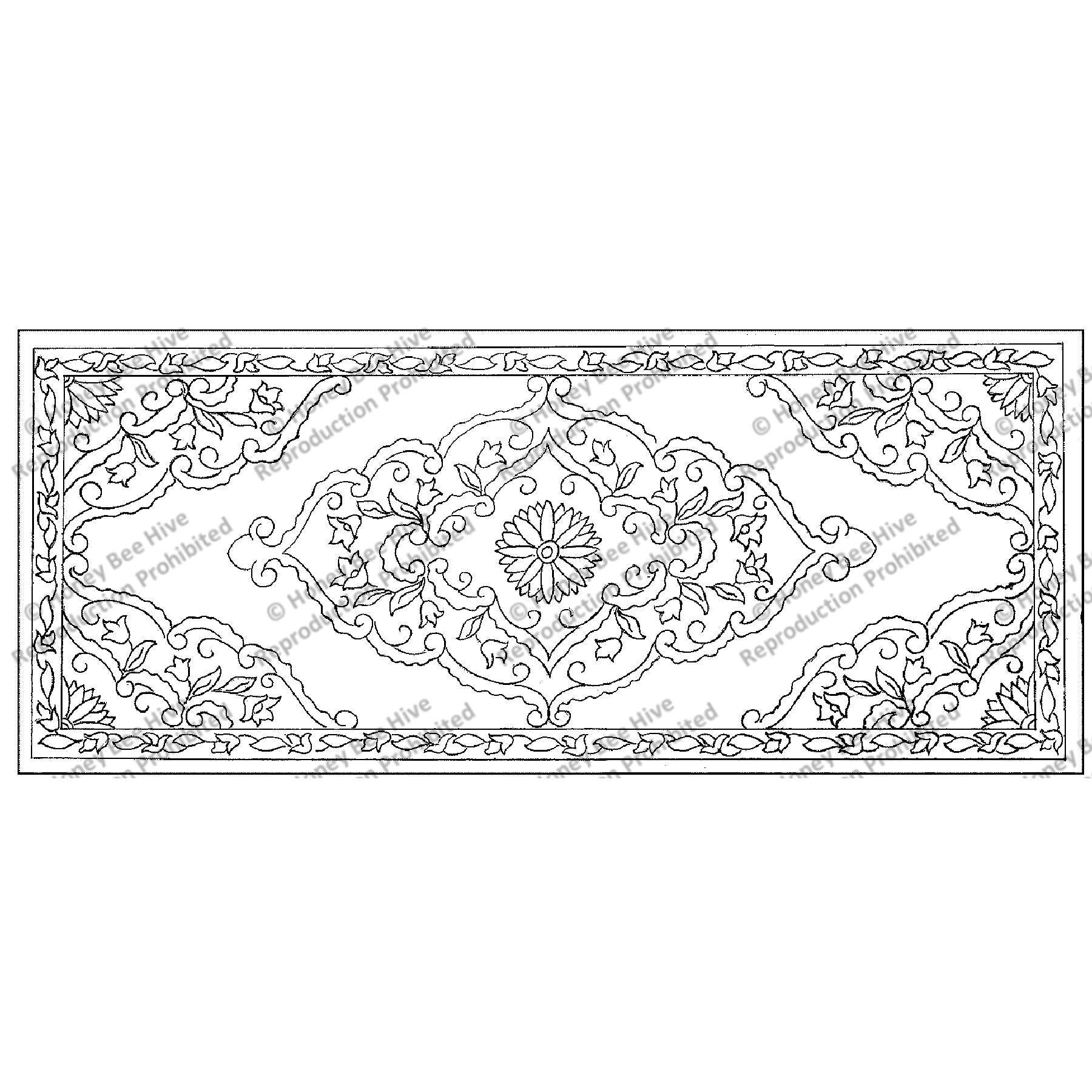 Kerman Bench, rug hooking pattern