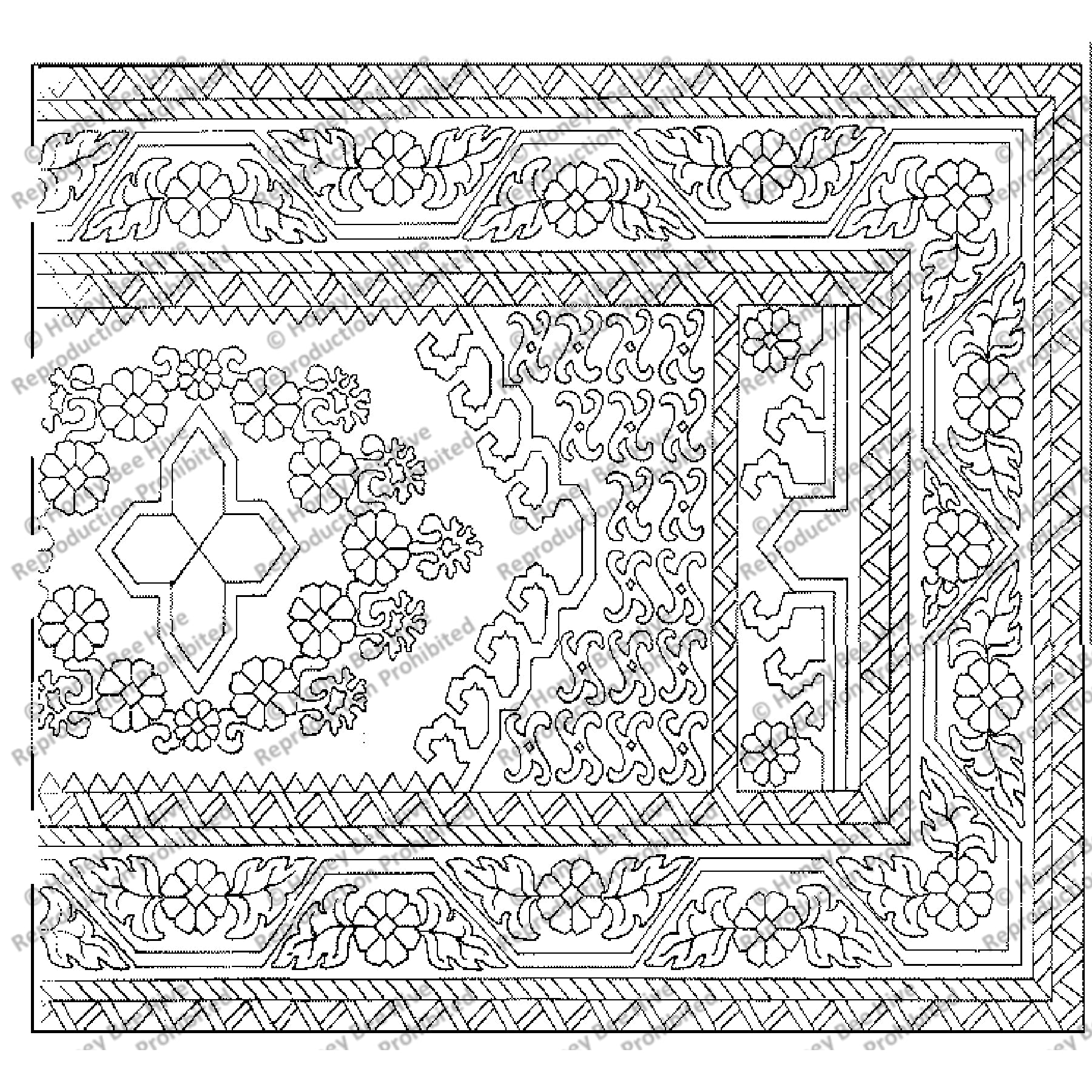 Ghiordes, rug hooking pattern