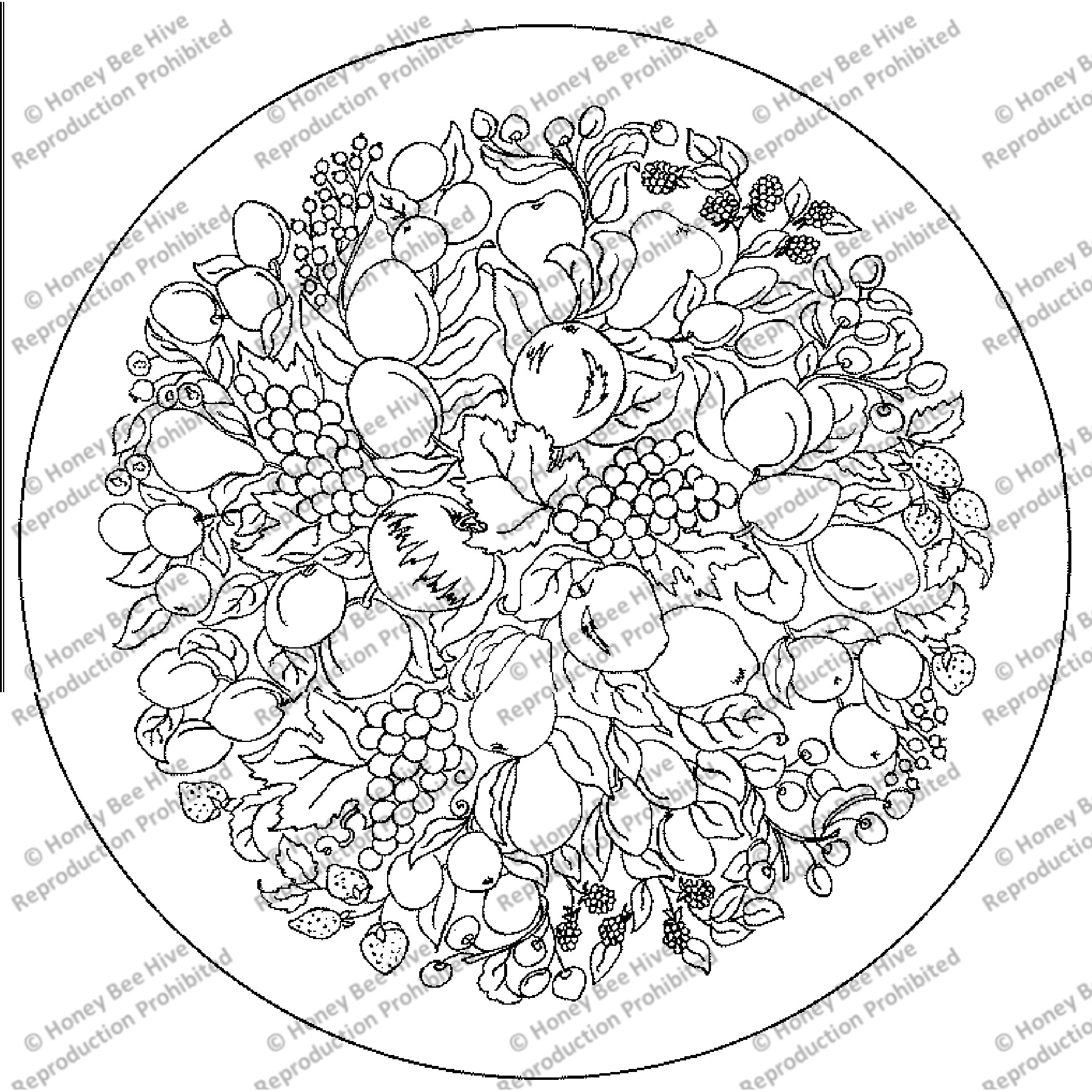 Fruit Circle, rug hooking pattern