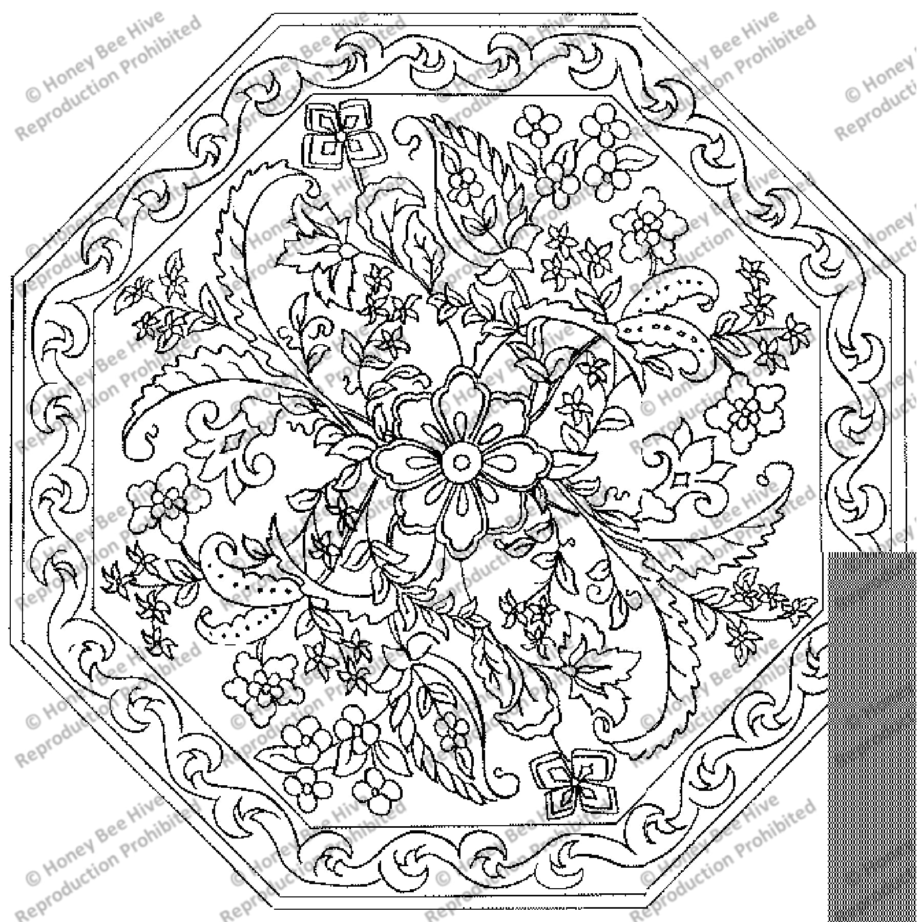 Arabesque Center, rug hooking pattern