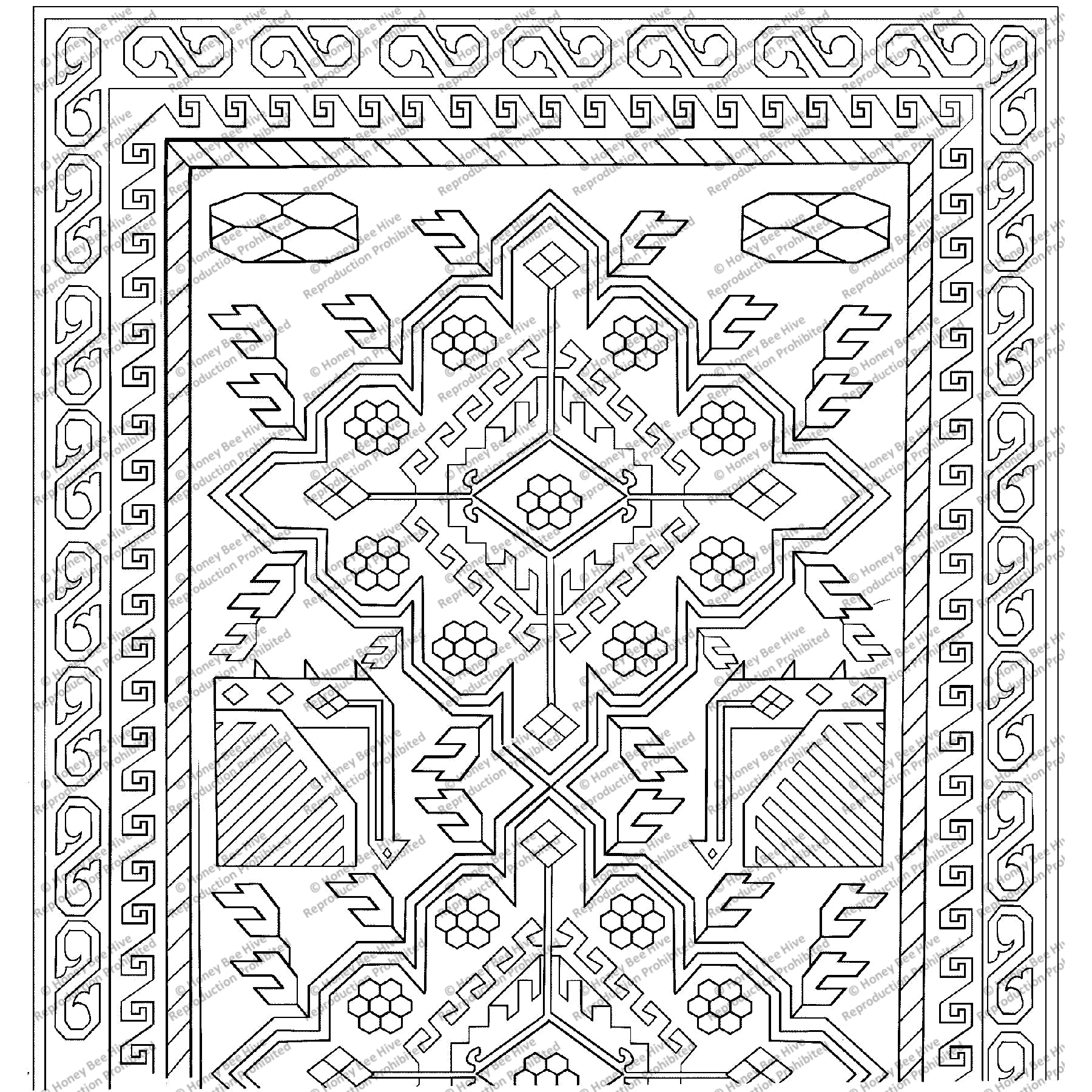 Soumac Runner, rug hooking pattern