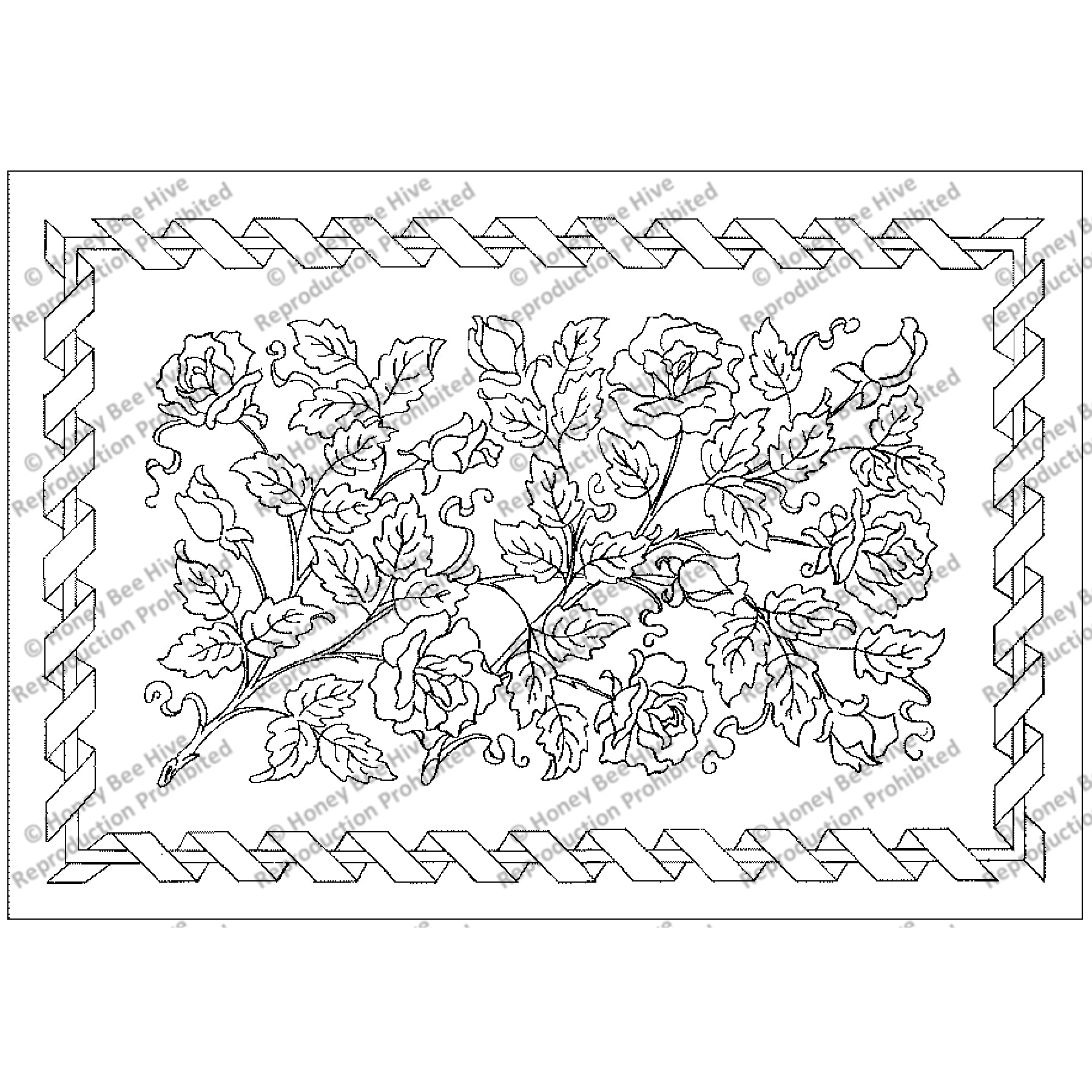 Regal Roses, rug hooking pattern