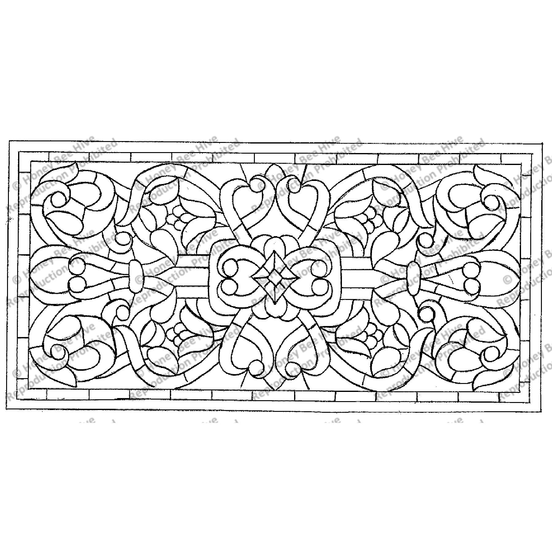 Stained Glass Bench, rug hooking pattern