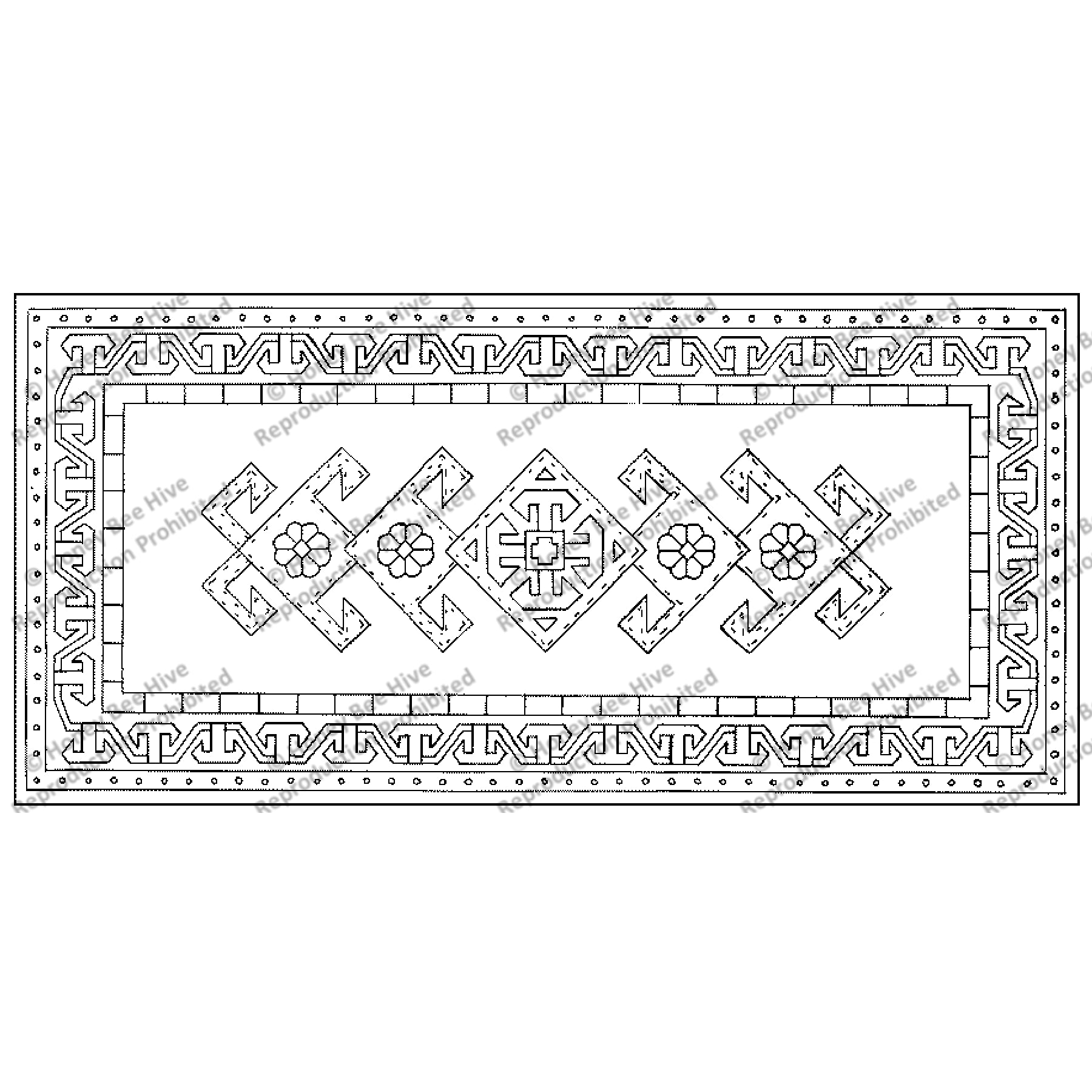 Turkoman, rug hooking pattern