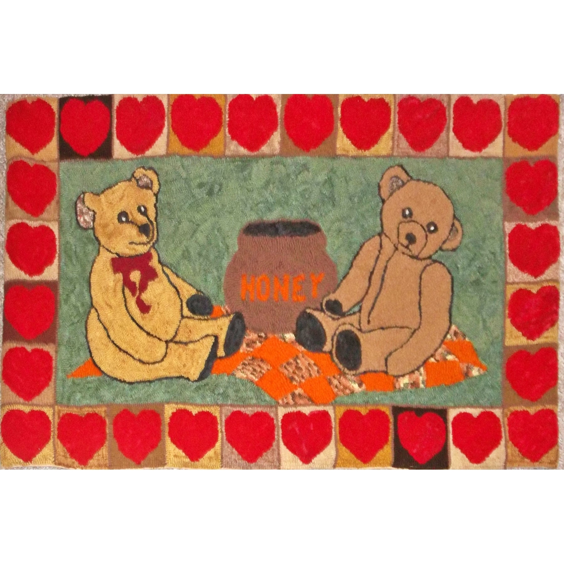 A Teddy Bears Picnic, rug hooked by Connie Lorch
