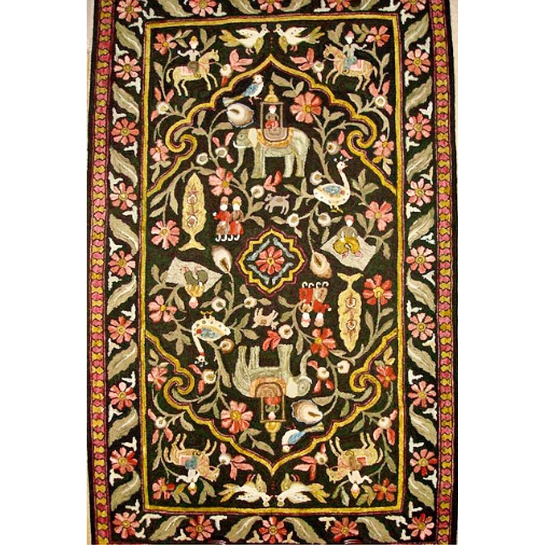 Kashani Hunt, rug hooked by Dorothy Brown