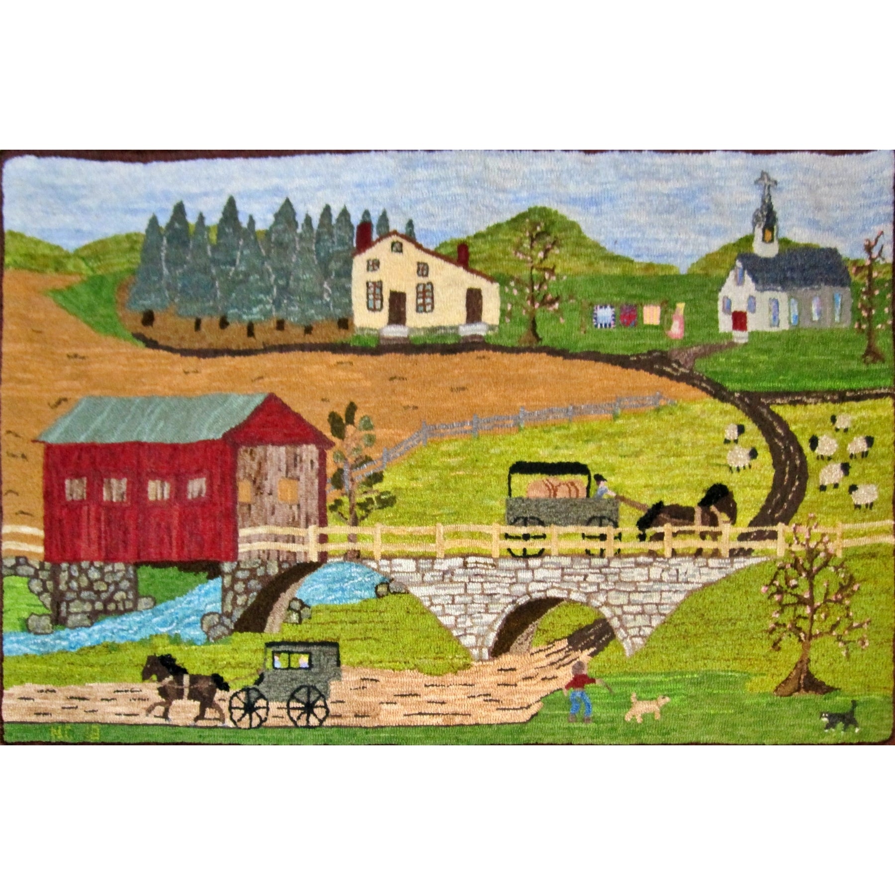 Yester-Year, rug hooked by Nancy Crouse