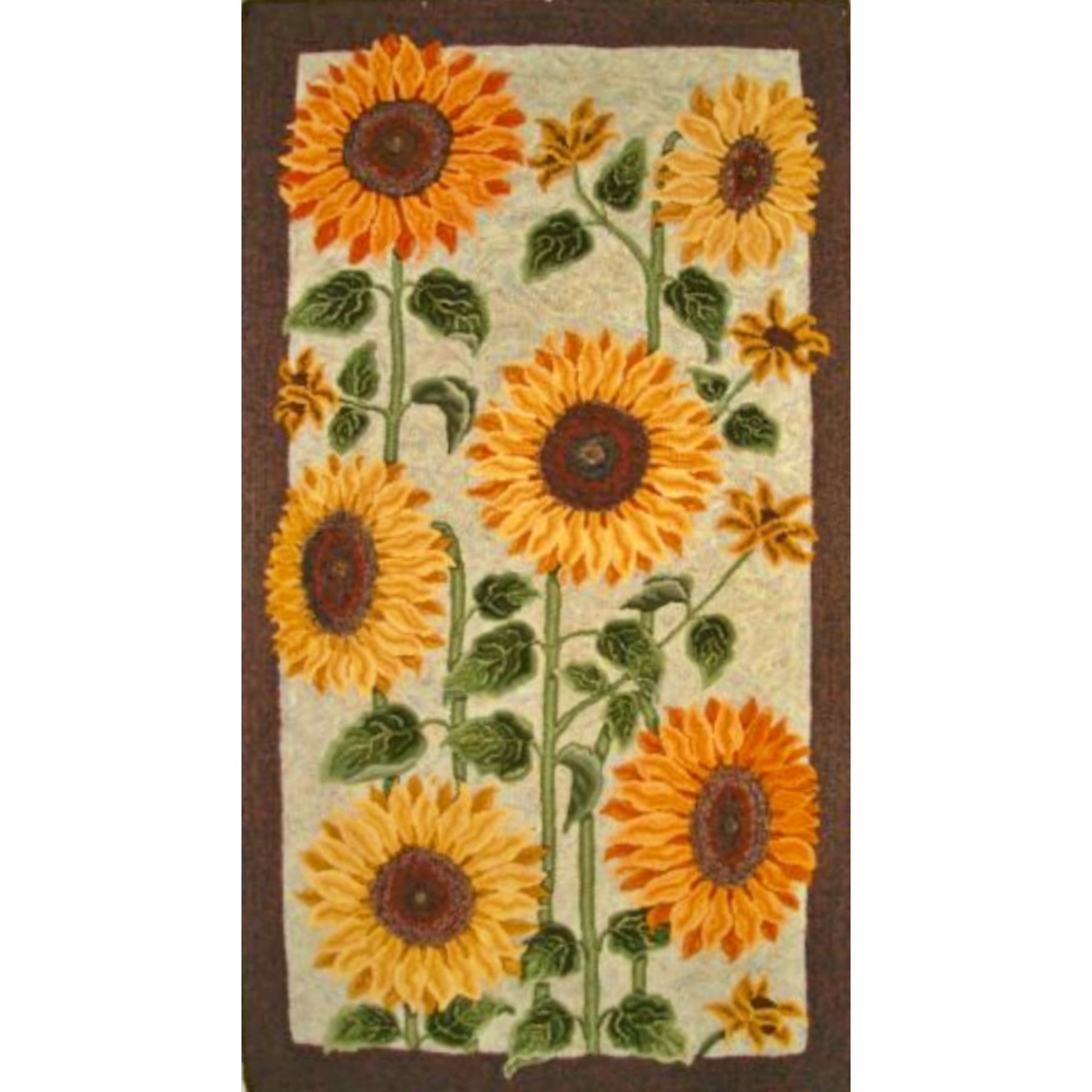Sunflowers, rug hooked by Stacey Van Dyne