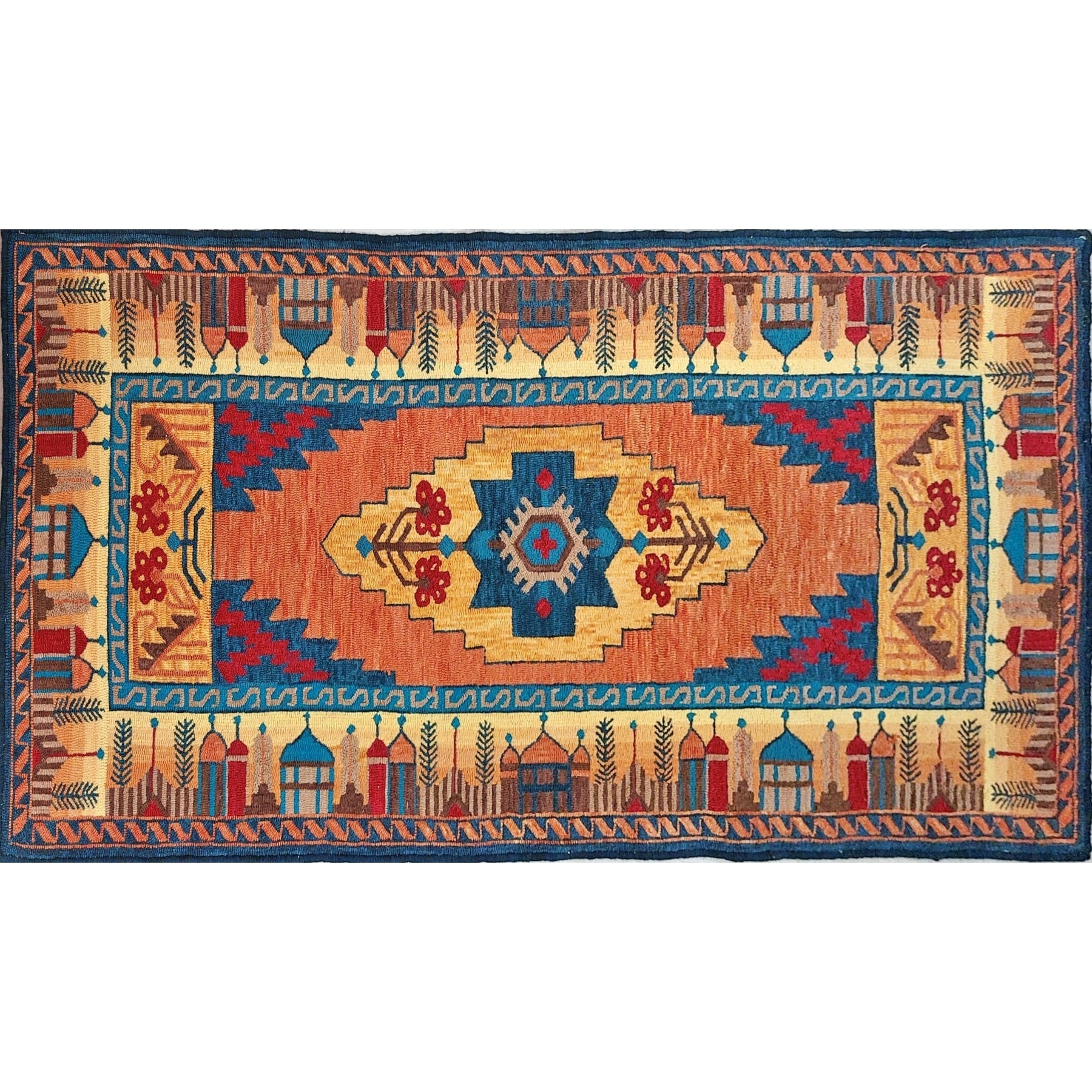 Anatolian Runner, rug hooked by Francine Birket
