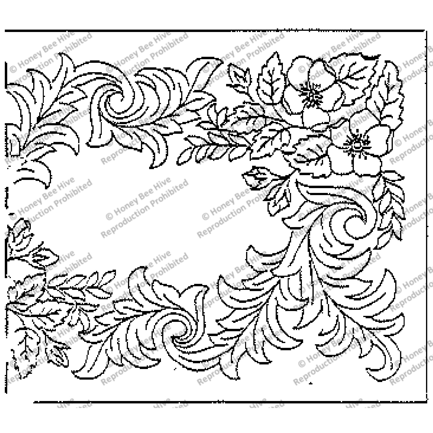 Wild Rose Scroll, rug hooking pattern