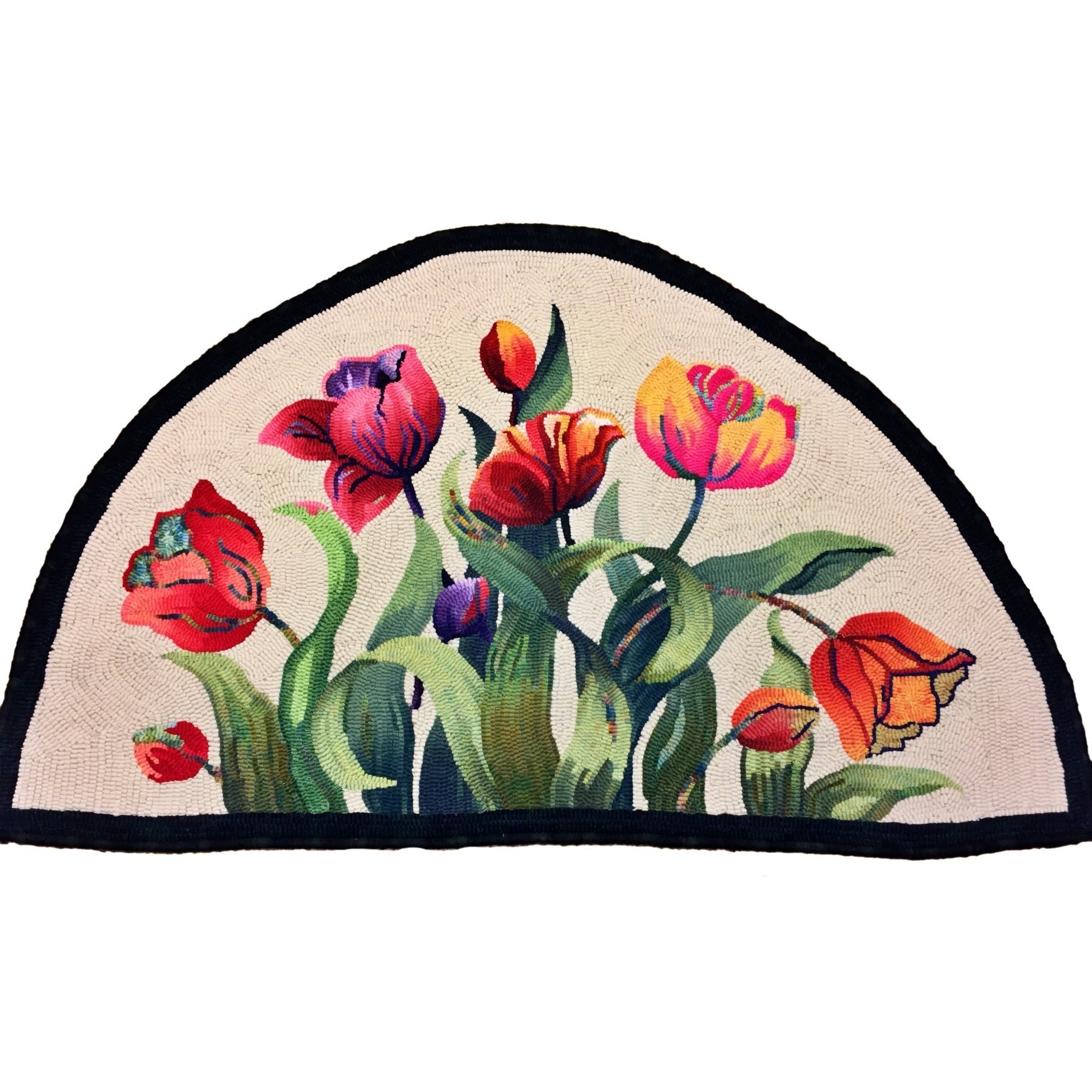 Tulip Time, rug hooked by Marg Miller