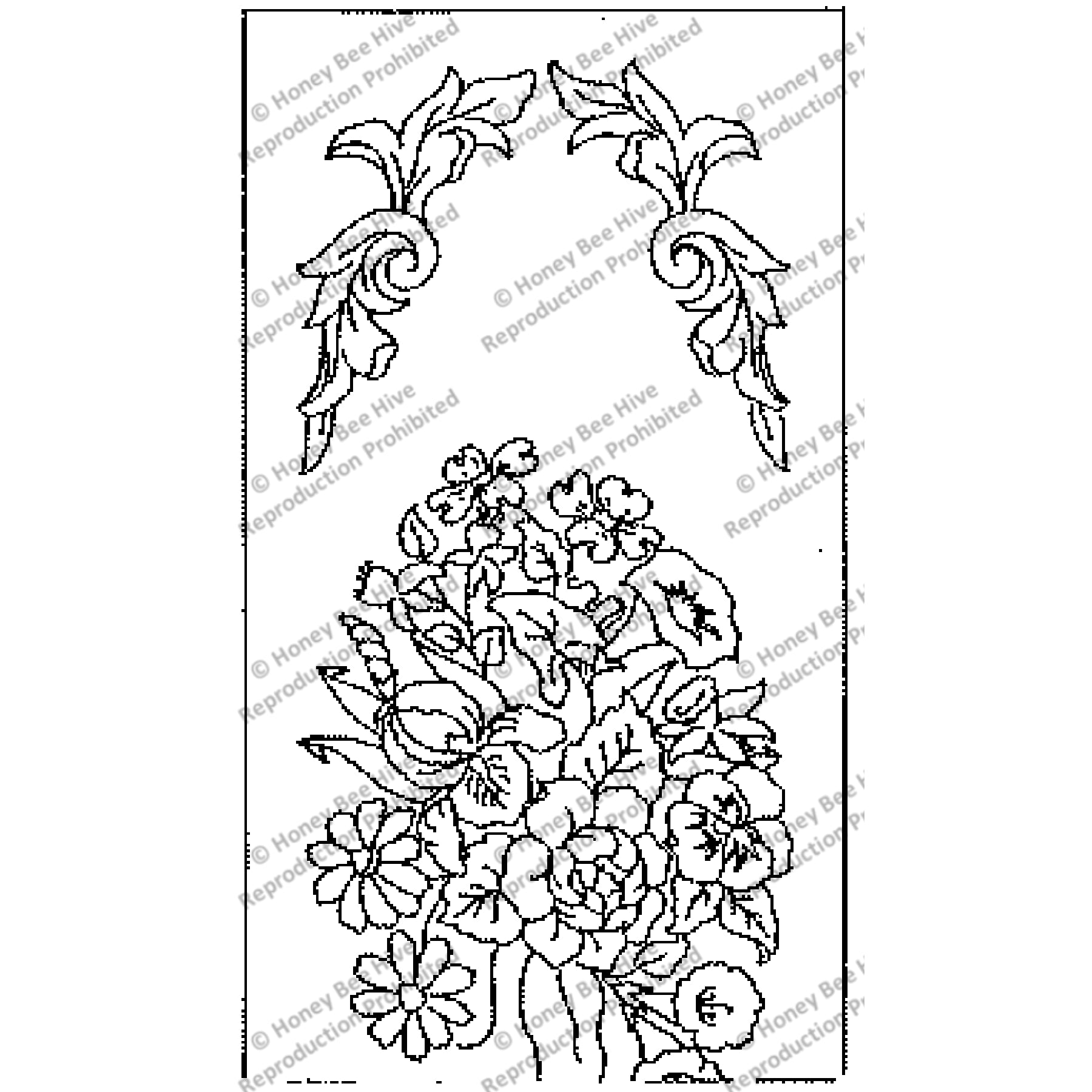 Floral Window Seat, rug hooking pattern