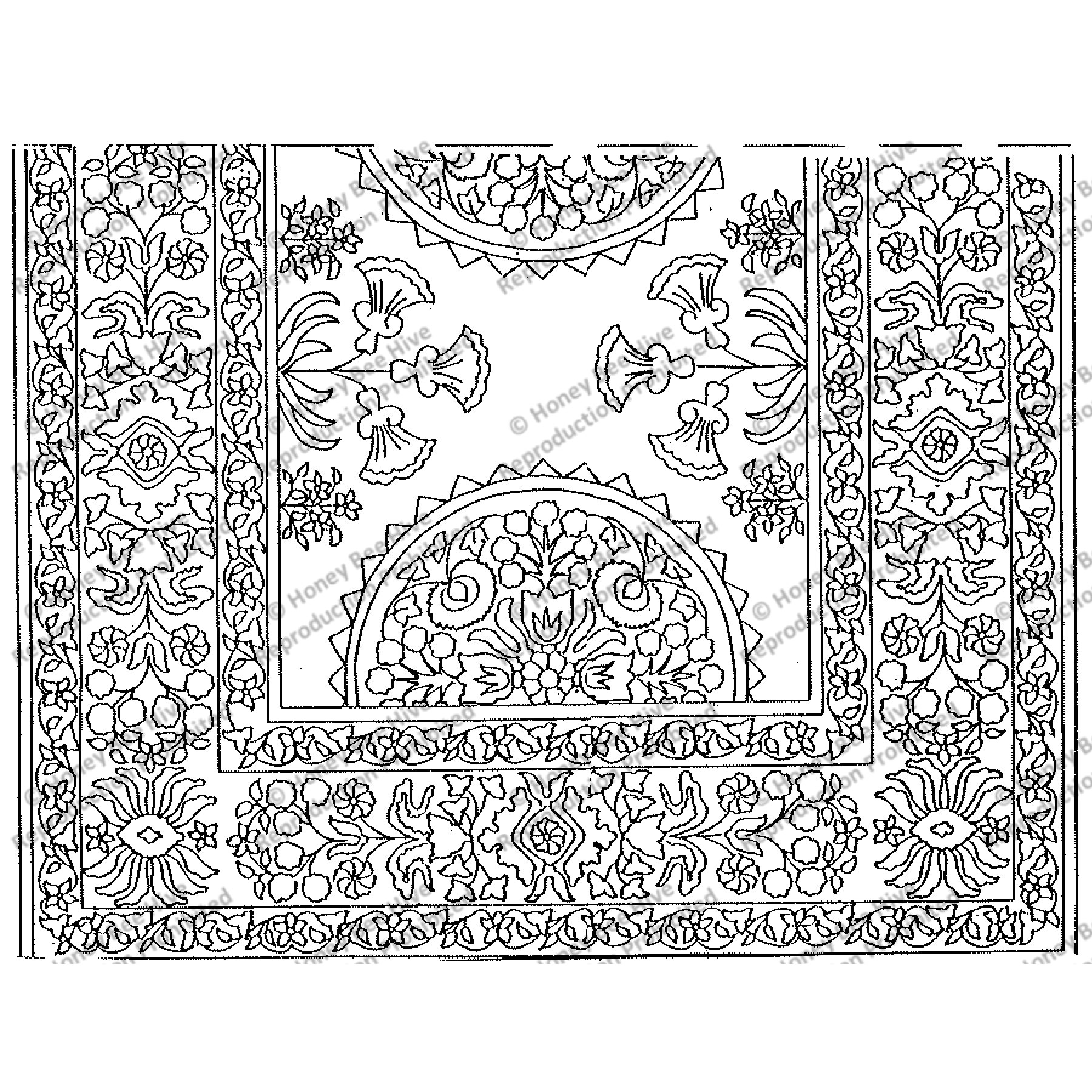 Silkin Sunburst, rug hooking pattern