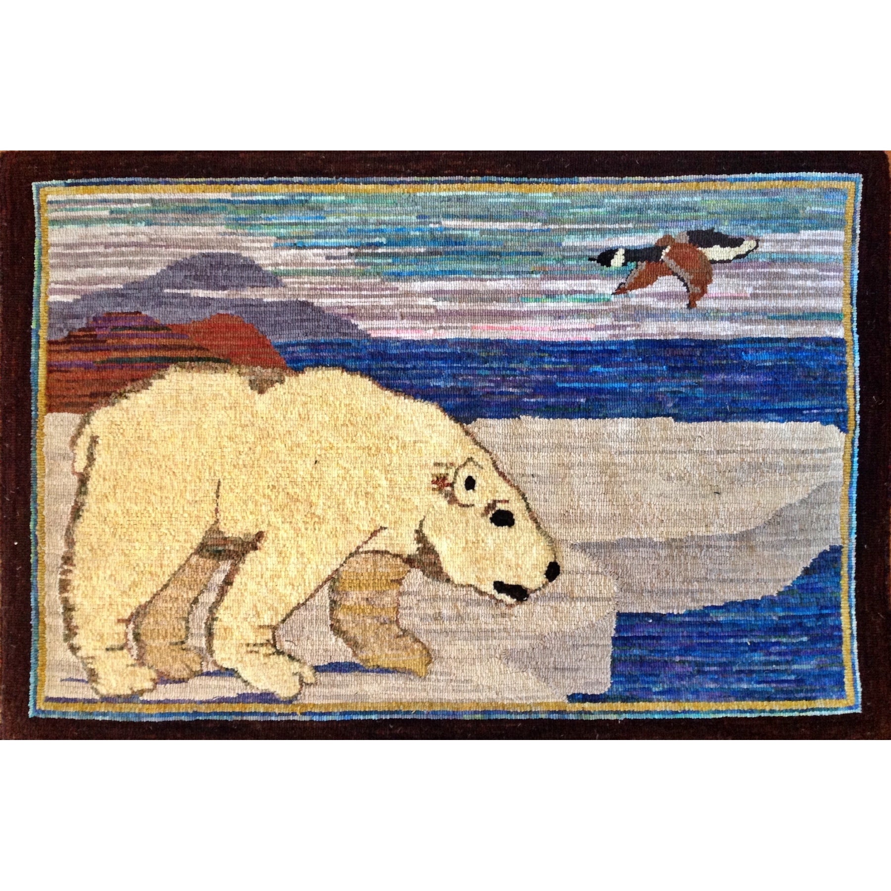 Polar Bear-Grenfell Style, rug hooked by Mary Schnitzler