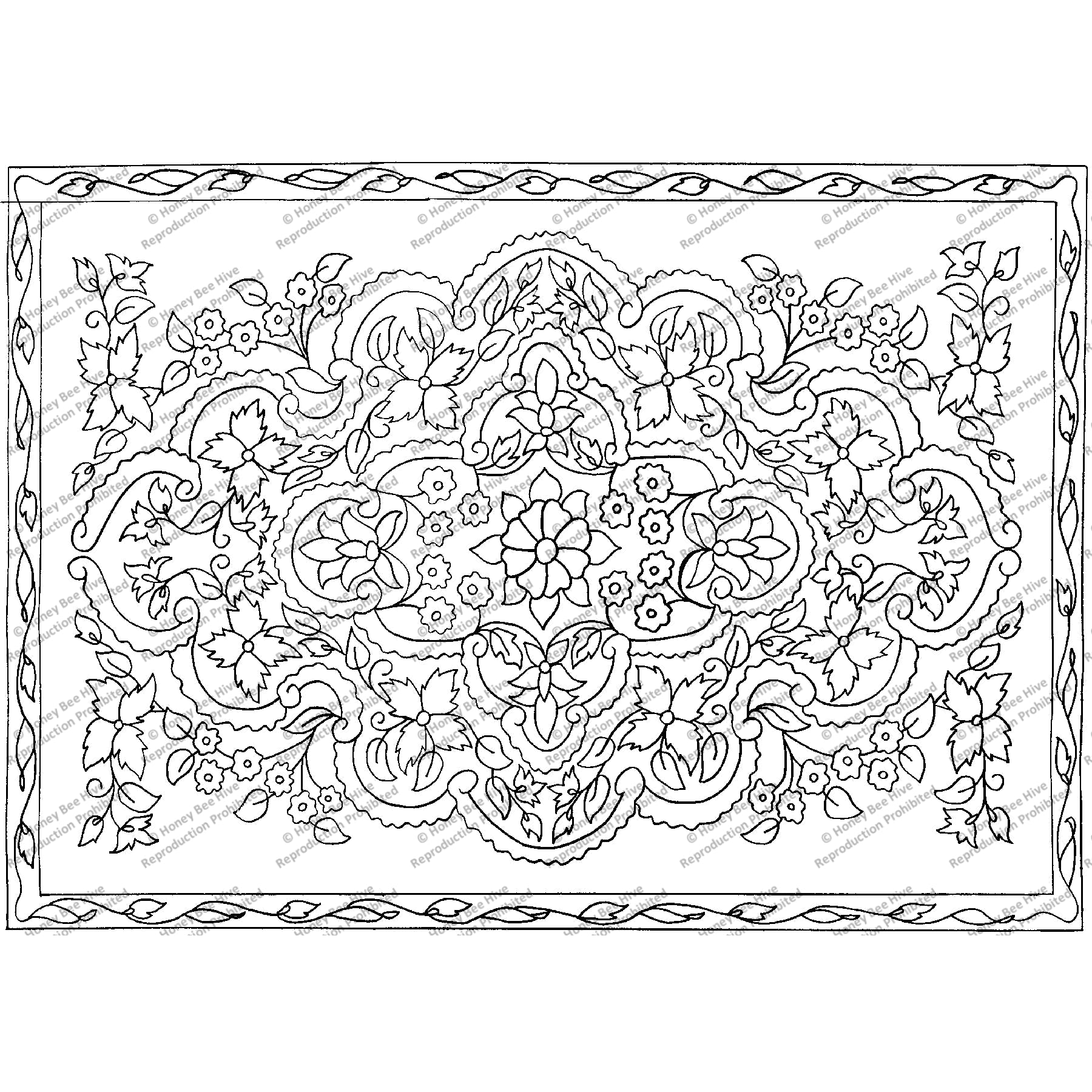 Ali-Riza - Small Center, rug hooking pattern