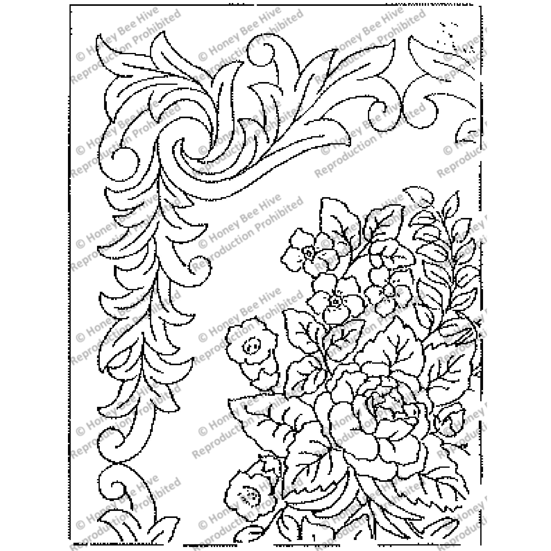 Palace Scroll, rug hooking pattern