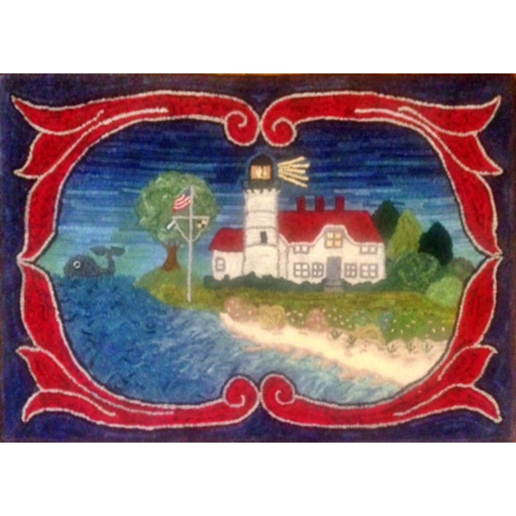 Chatham Light House, rug hooked by Jana Littlejohn (adapted)