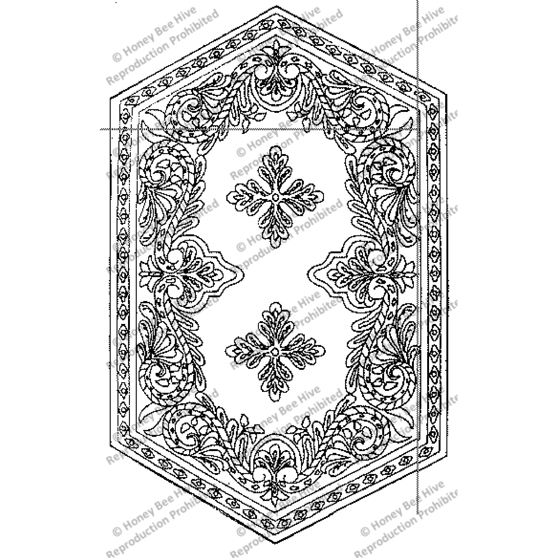 Paisley Hex, rug hooking pattern