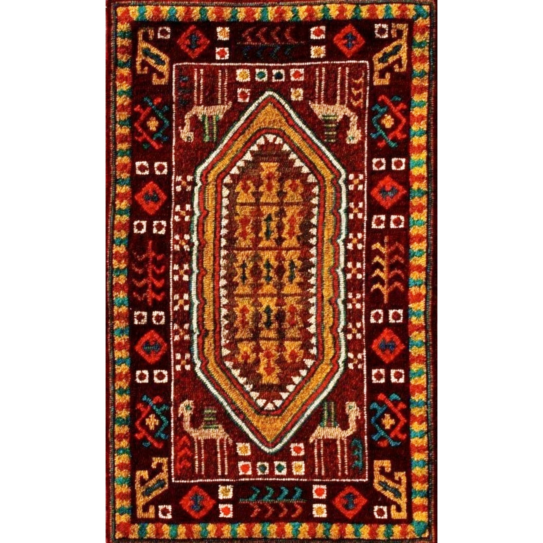 Chahar Mahal, rug hooked by Karen Guffey