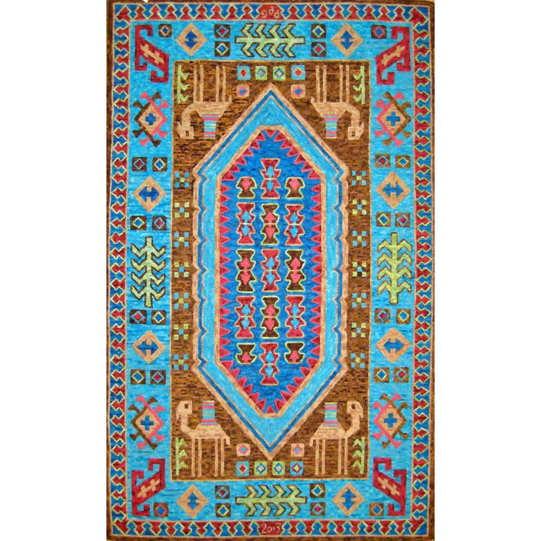 Chahar Mahal, rug hooked by Patty Piek-Groth