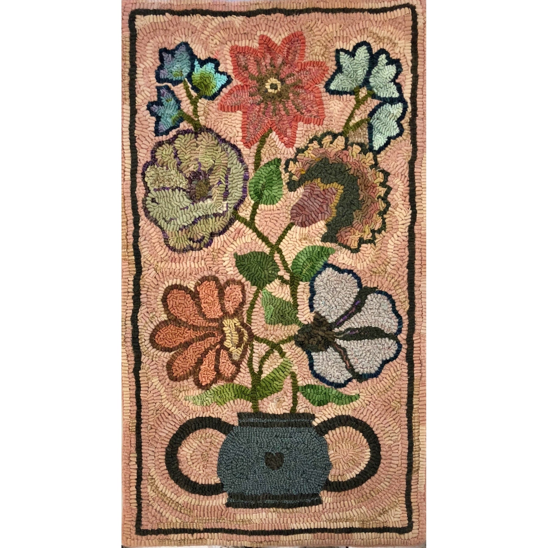Colchester Vase, rug hooked by Chris Needels
