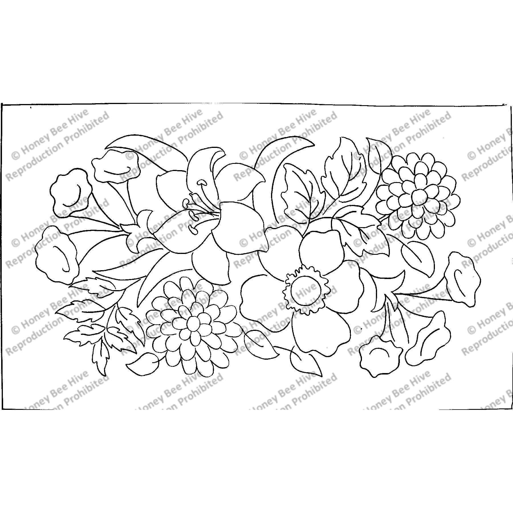 Vivily Floral, rug hooking pattern