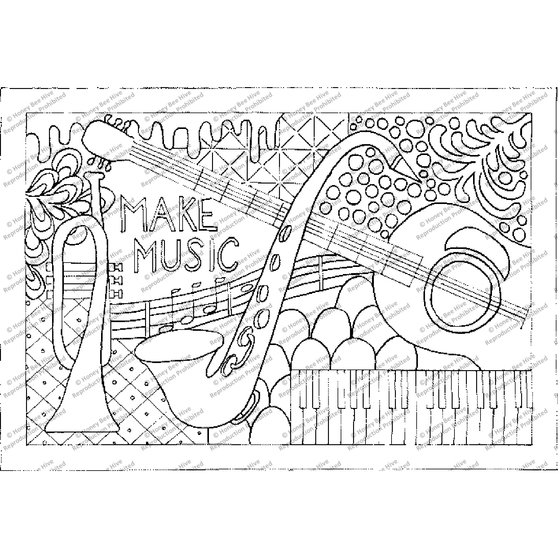 Make Music, rug hooking pattern